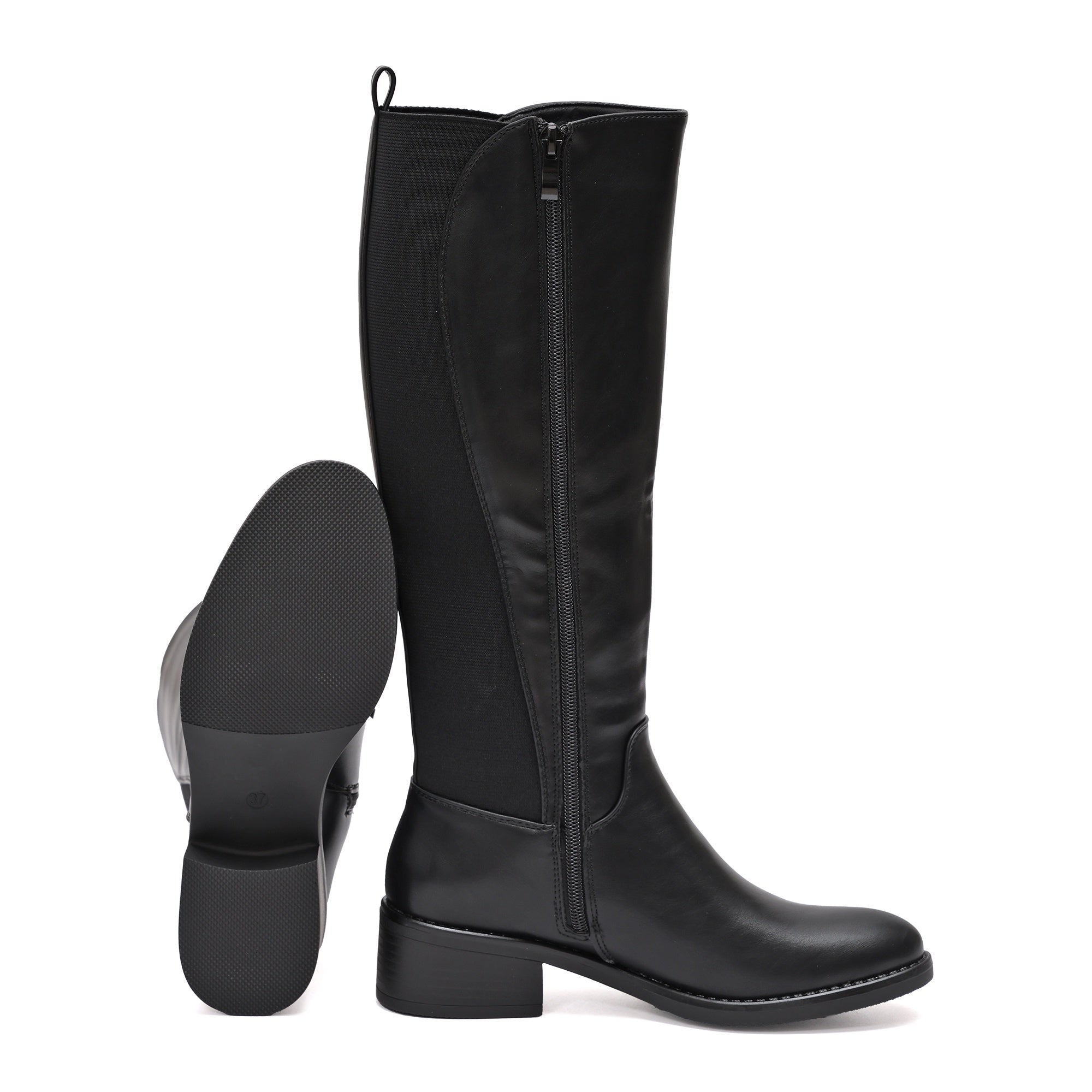 Stivale in simil pelle con elastico Nero