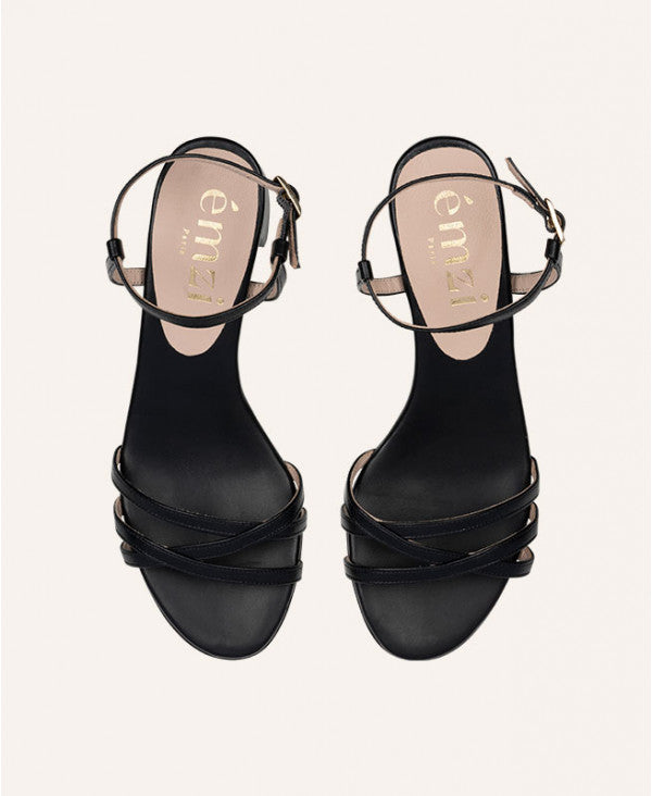 Sandales classiques noires à bride | Kiki Black | ÉMZI PARIS