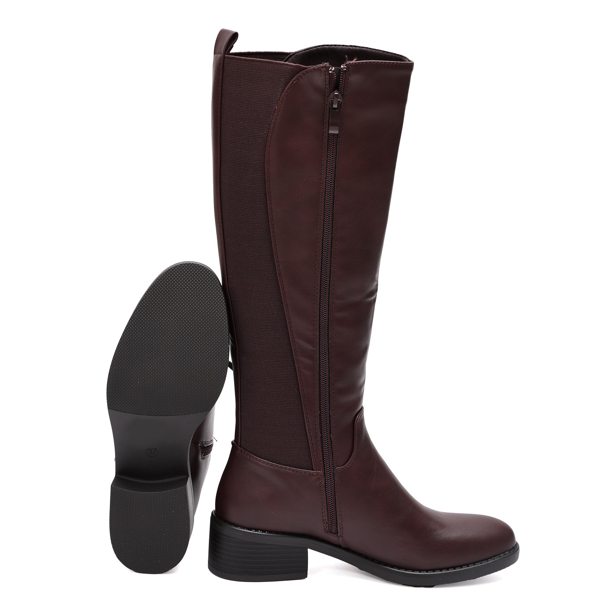 Stivale in simil pelle con elastico Bordeaux