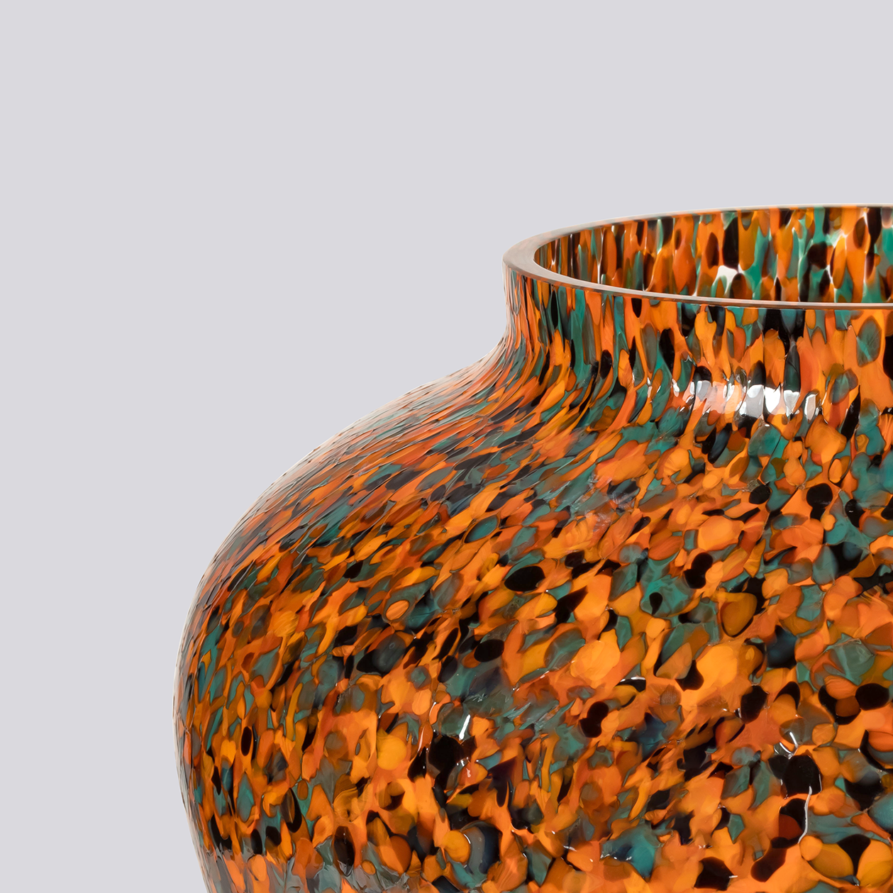 Vaso Olla grande nero, arancione e verde