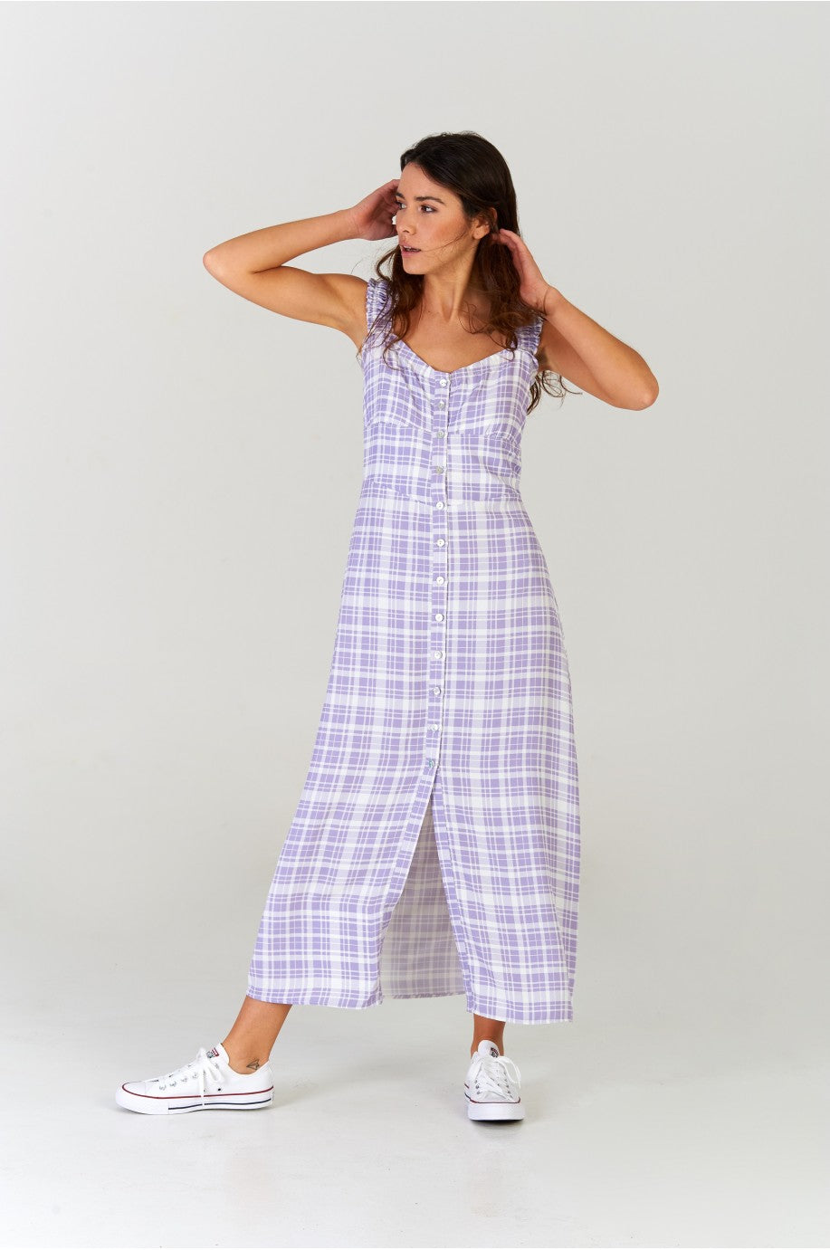 Lavanda Squares midi Dress