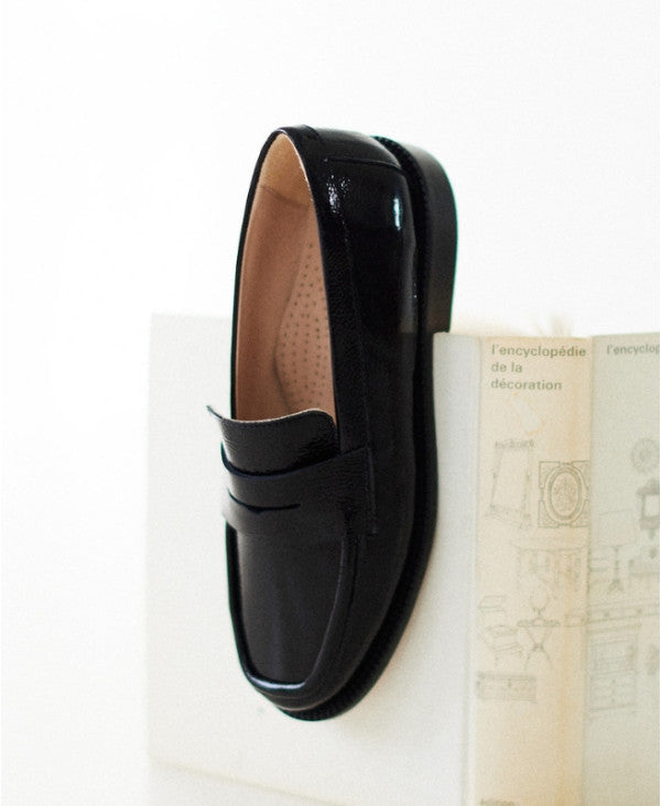 Black Patent Loafers in Italian leather | Lissa Black Rock 