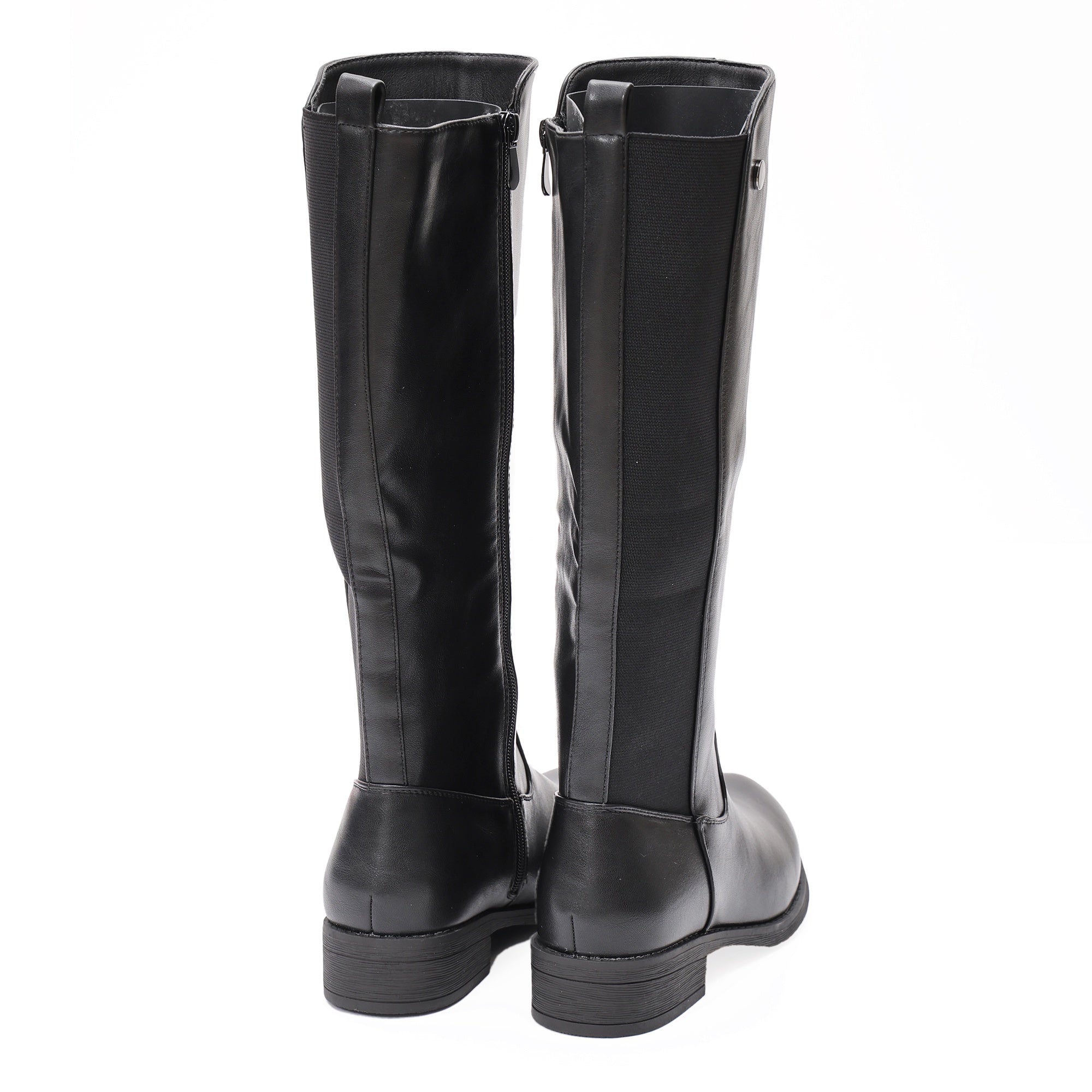 Stivale in simil pelle con elastico laterale Nero