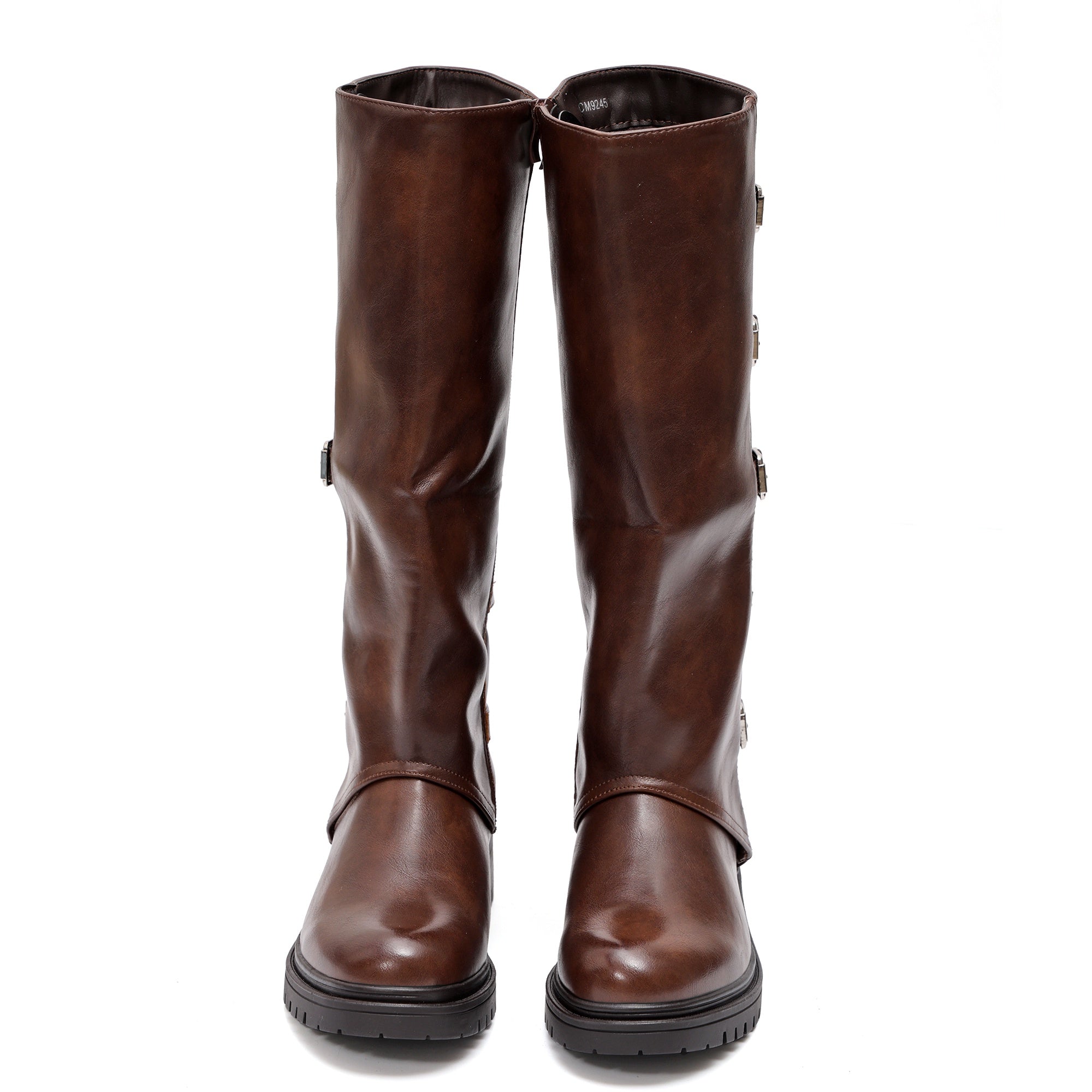 Stivale in simil pelle con cinturini Marrone