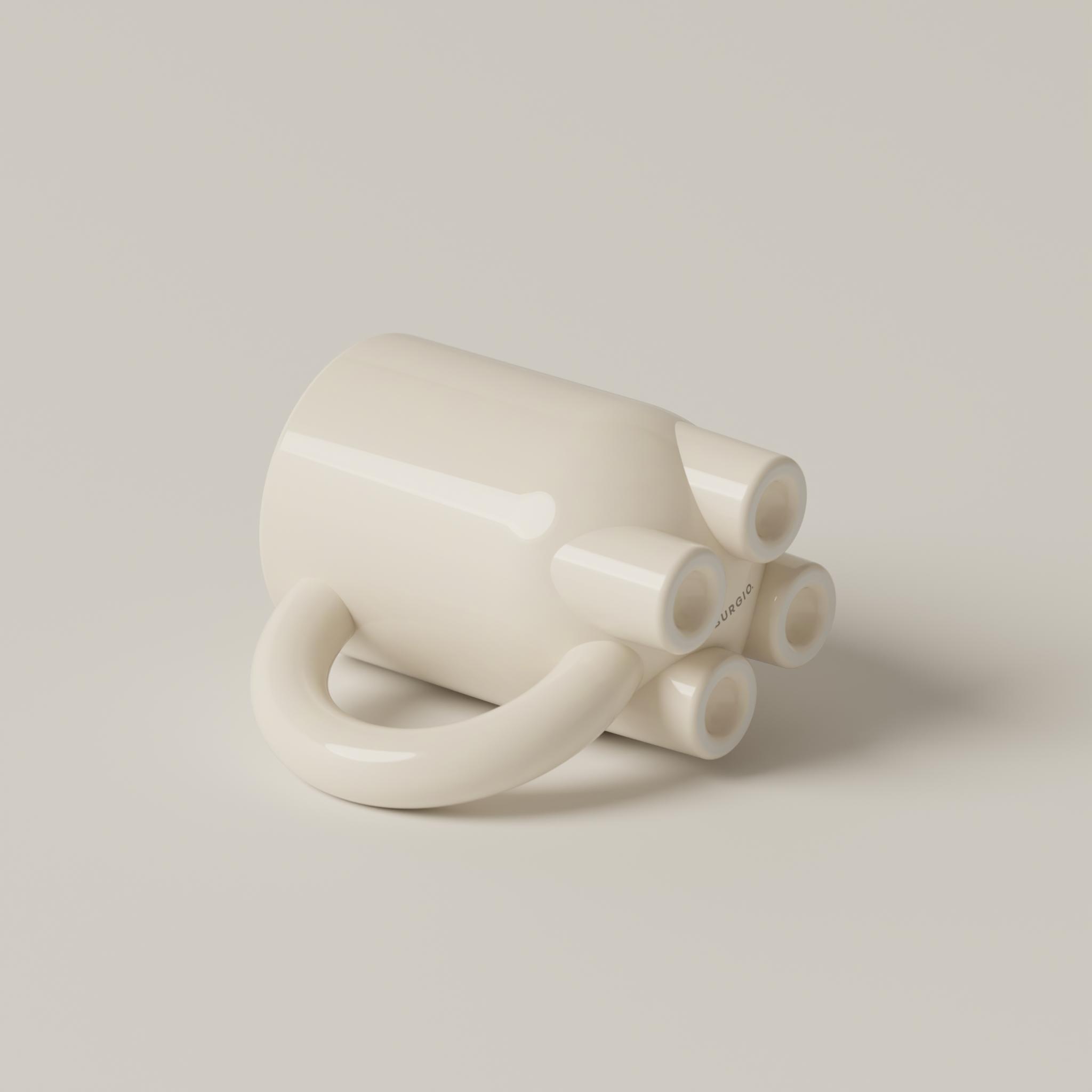 MUG WITH BIG HANDLE - BONE