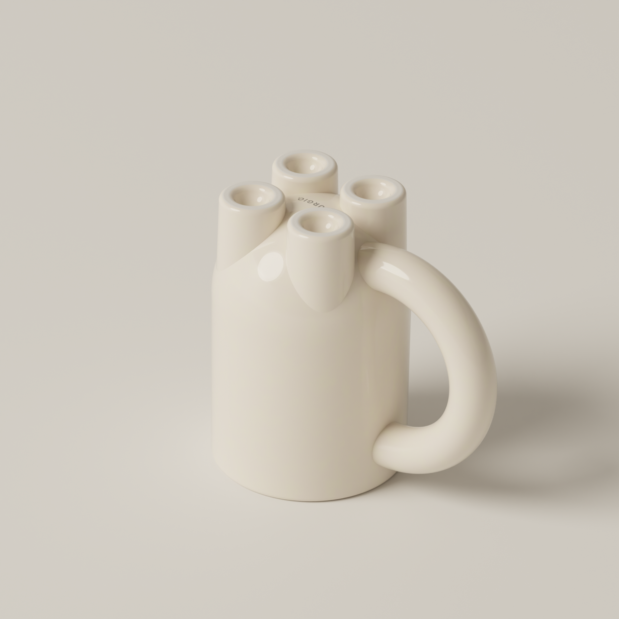 MUG WITH BIG HANDLE - BONE