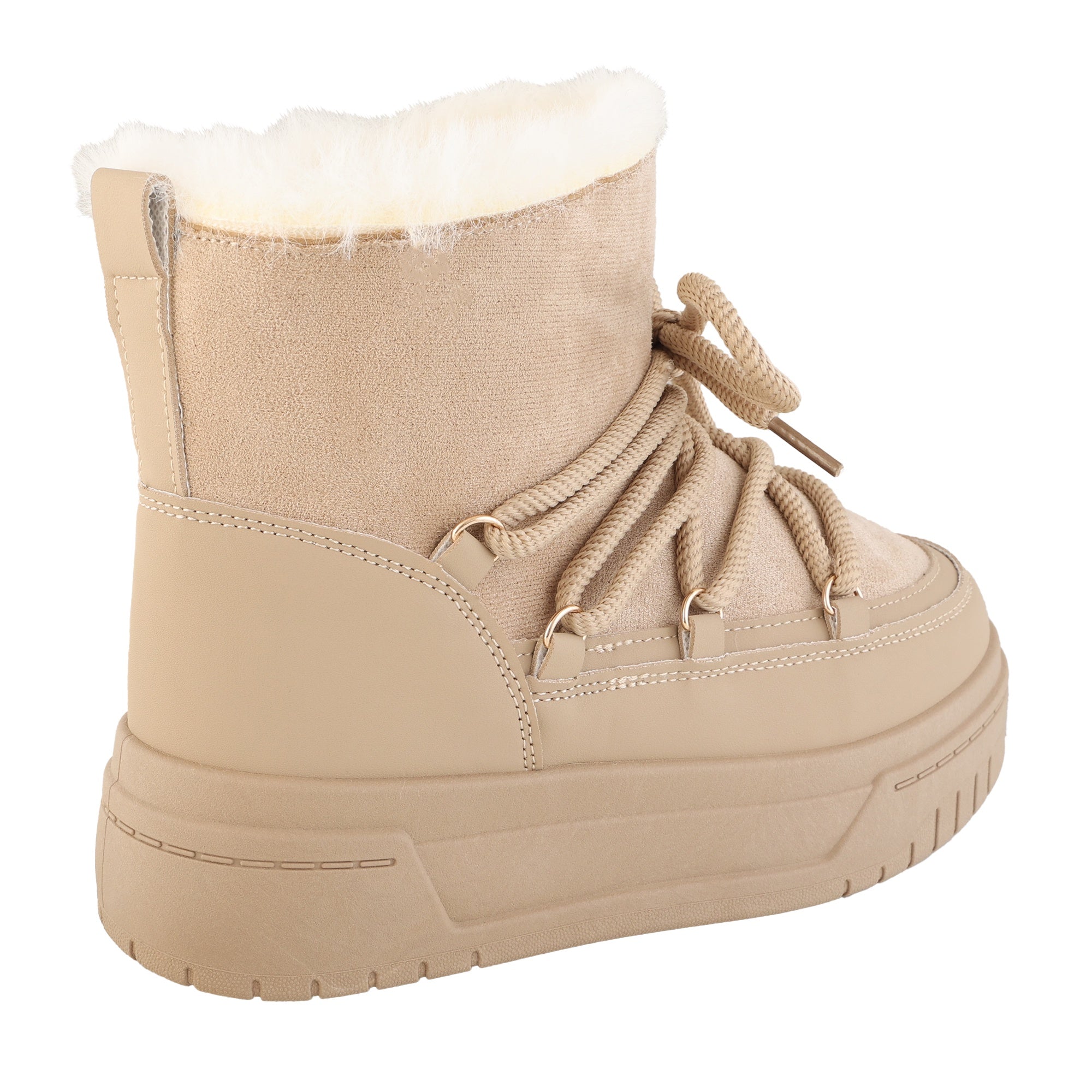 Stivaletti in simil camoscio imbottiti con stringhe Khaki