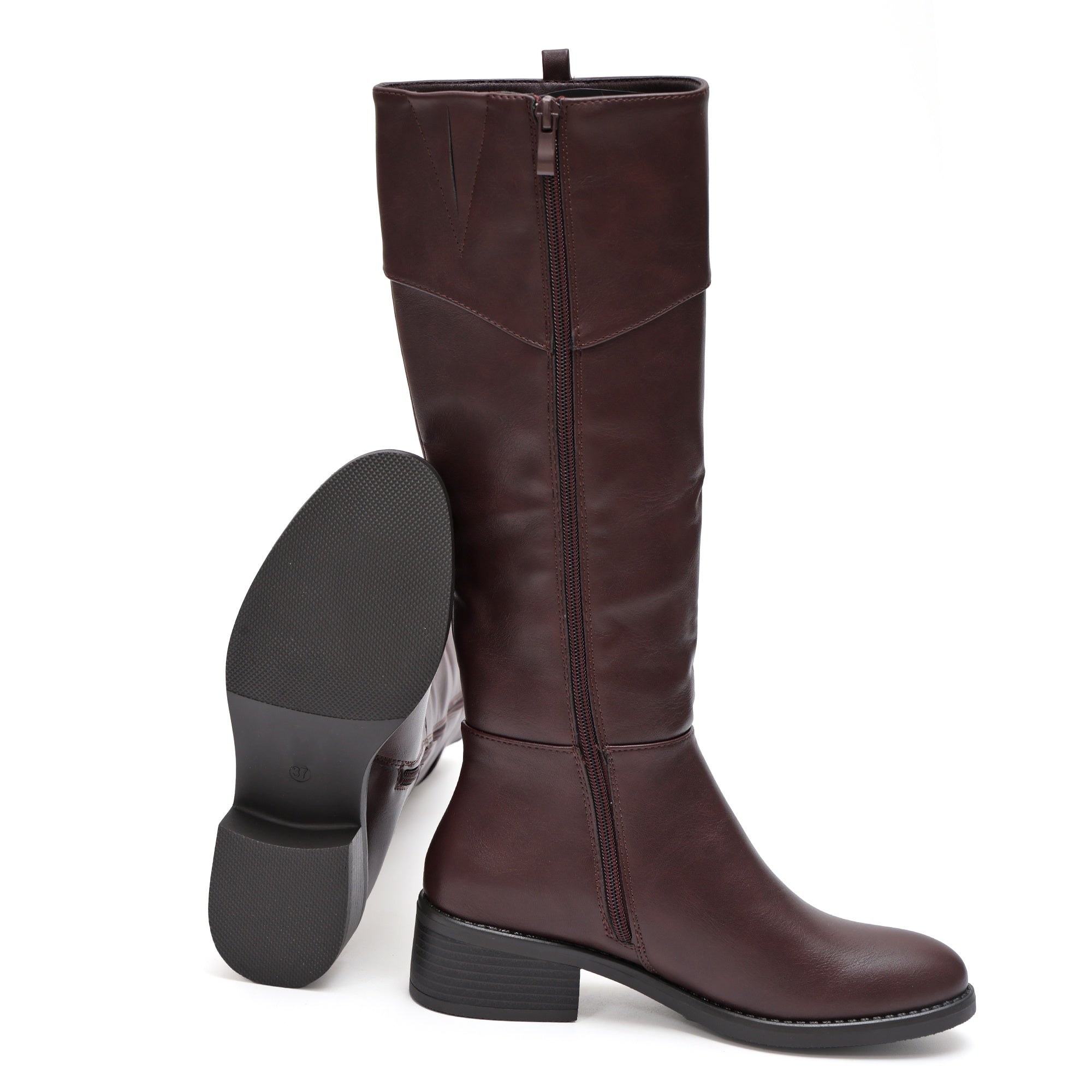 Stivale in simil pelle con fascia elastica e cinturino dorato Bordeaux