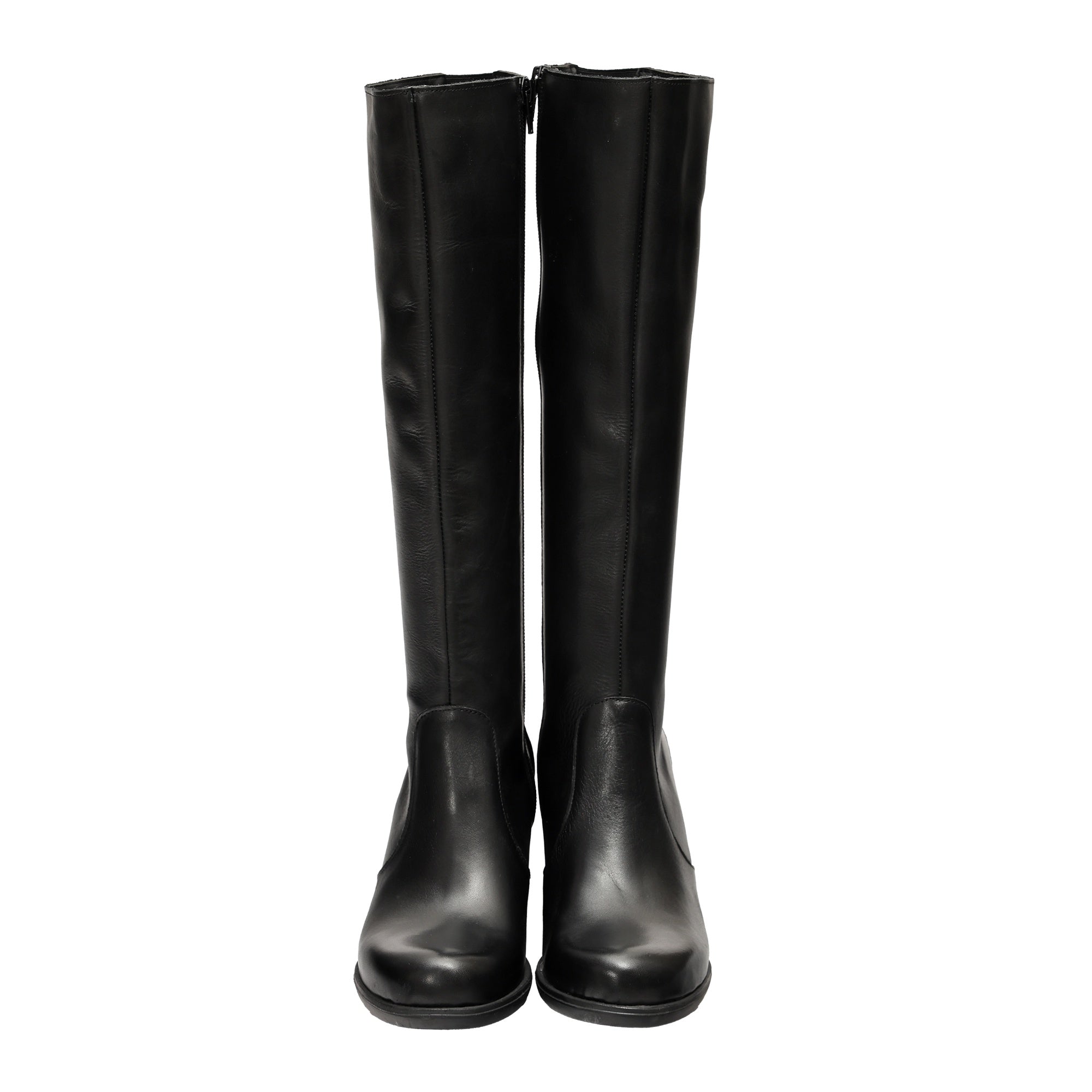 Stivale in vera pelle con tacco e fascia elastica Nero