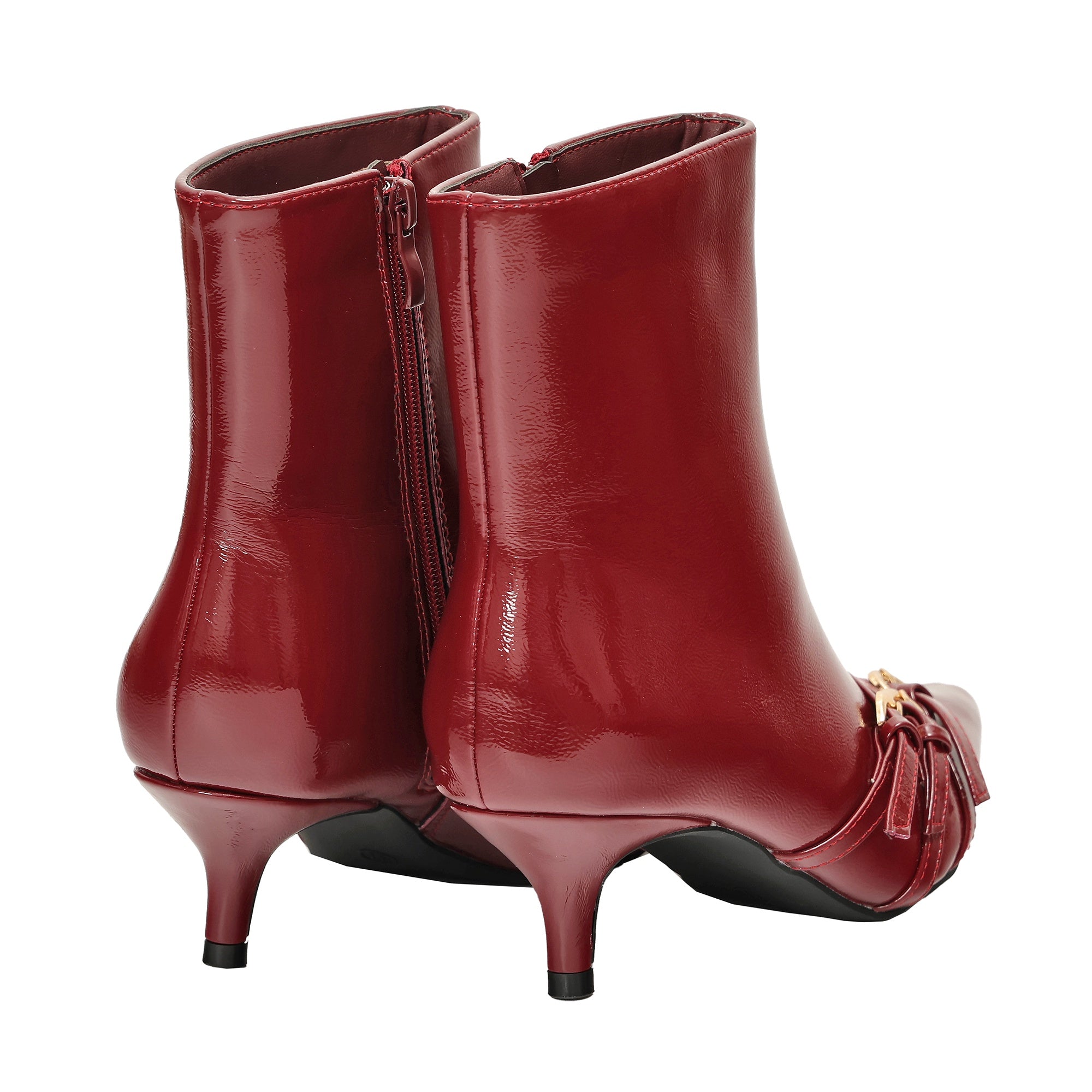 Tronchetto in simil pelle verniciata Bordeaux