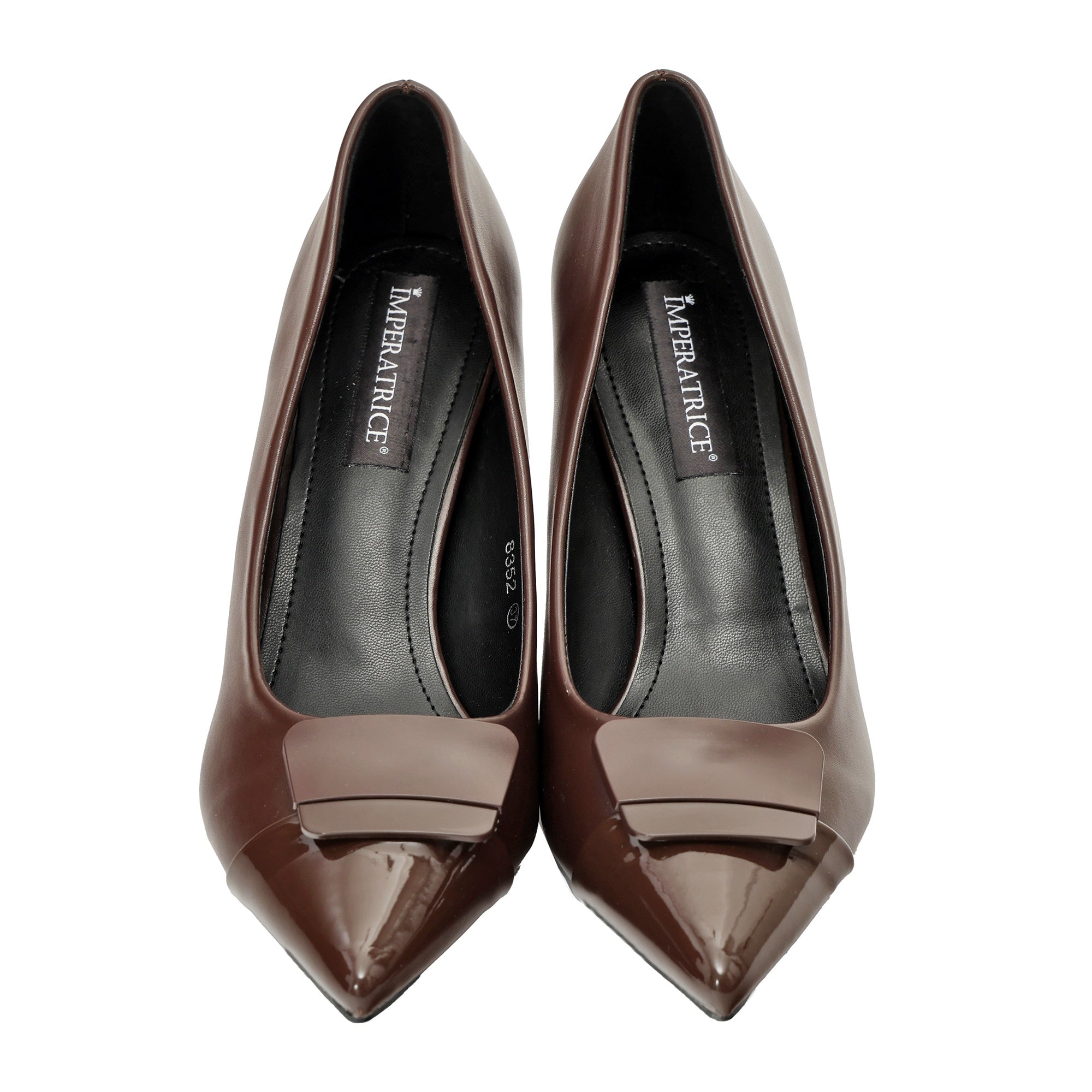 Decolletè in simil pelle con applicazione Marrone