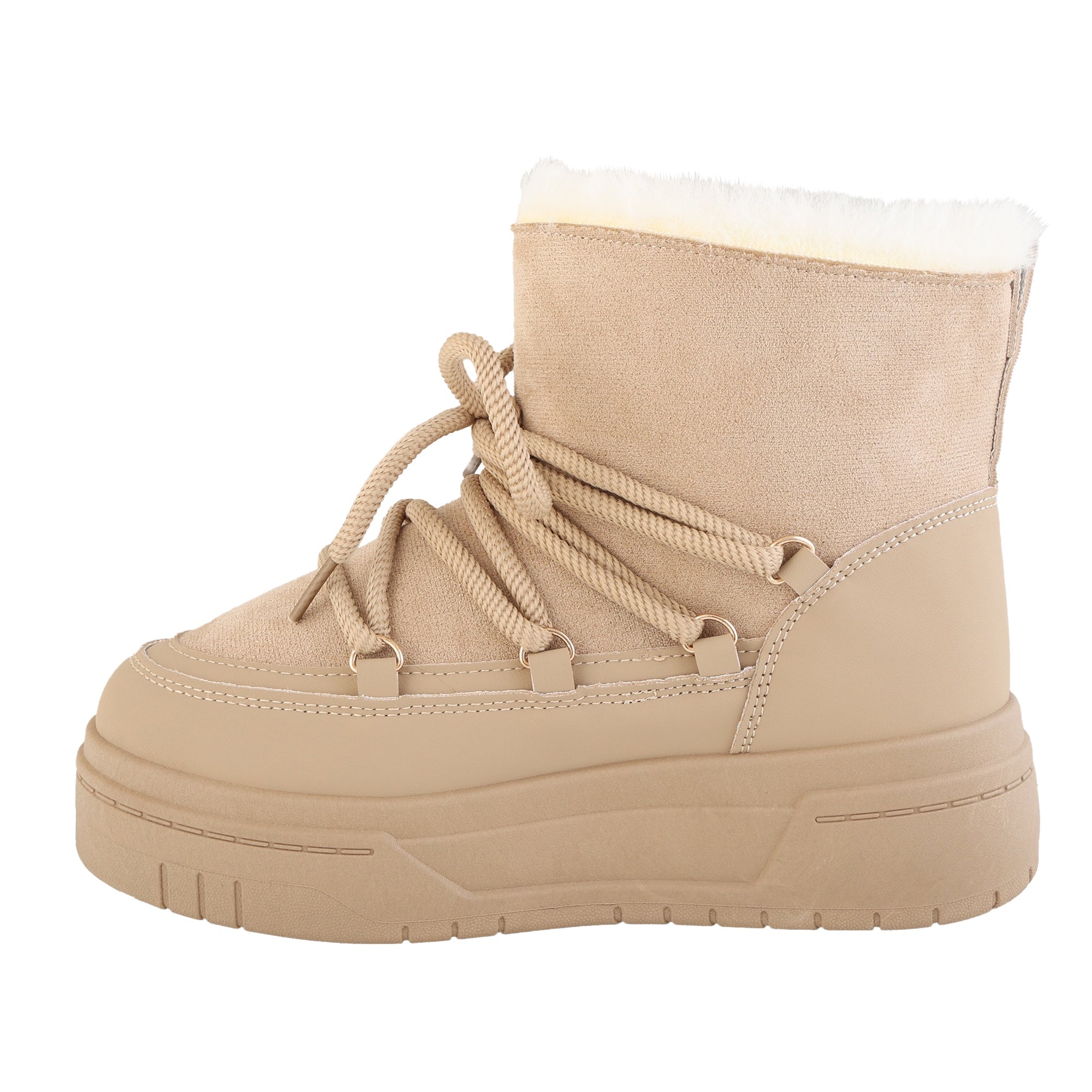 Stivaletti in simil camoscio imbottiti con stringhe Khaki