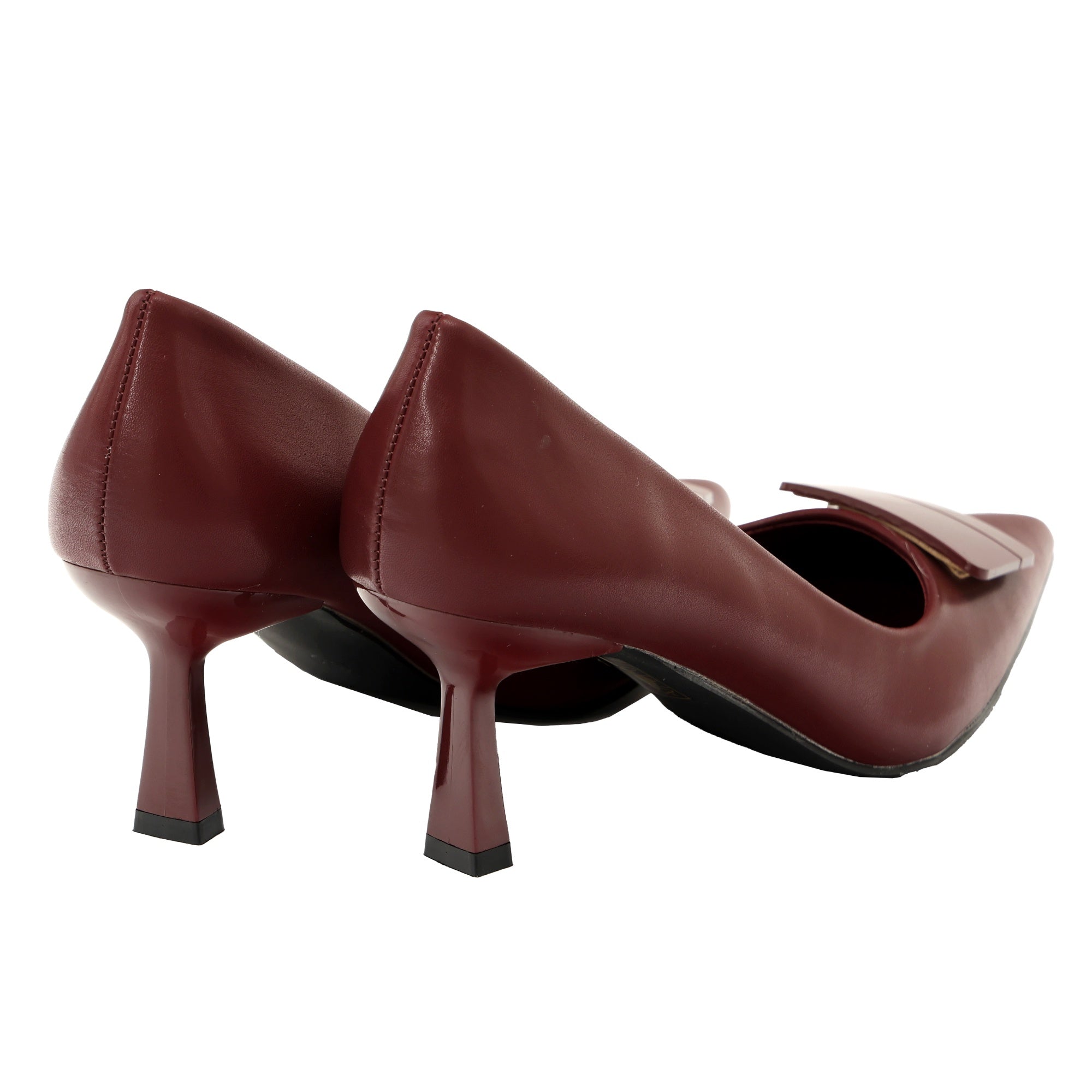 Decolletè in simil pelle con applicazione Bordeaux