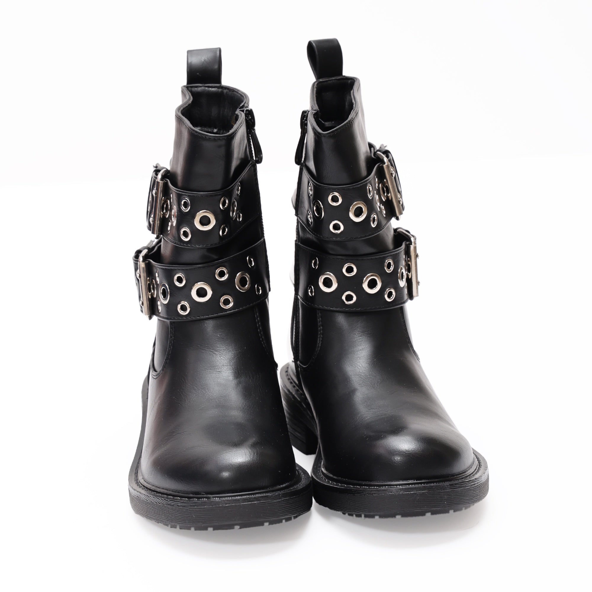 Stivaletto in simil pelle con cinturini  Nero