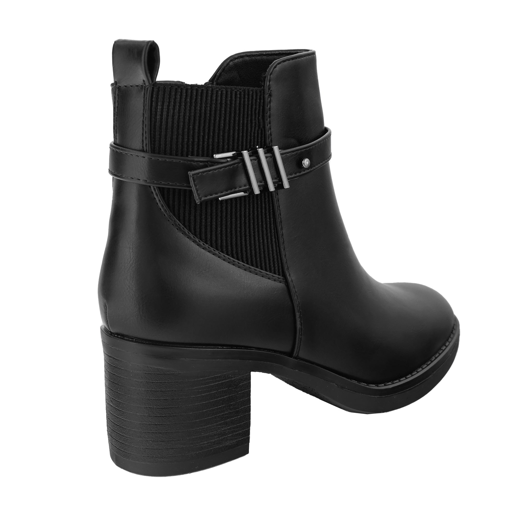 Stivaletti in simil pelle con tacco comodo quadrato Nero