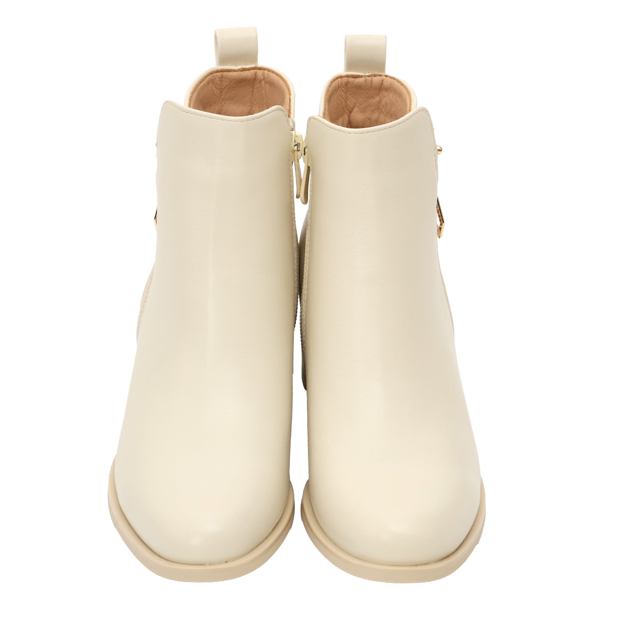 Stivaletti in pelle con tacco comodo Beige