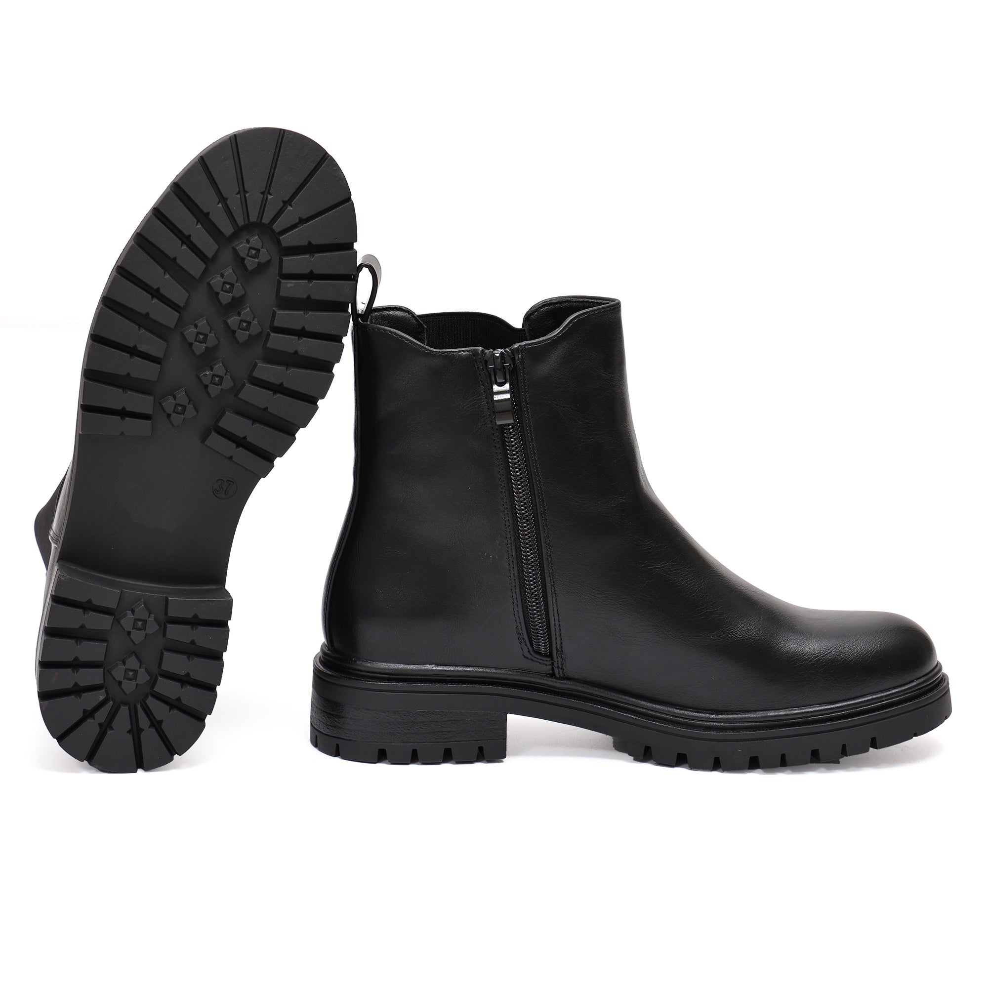 Stivaletto in simil pelle con fascia elastica Nero