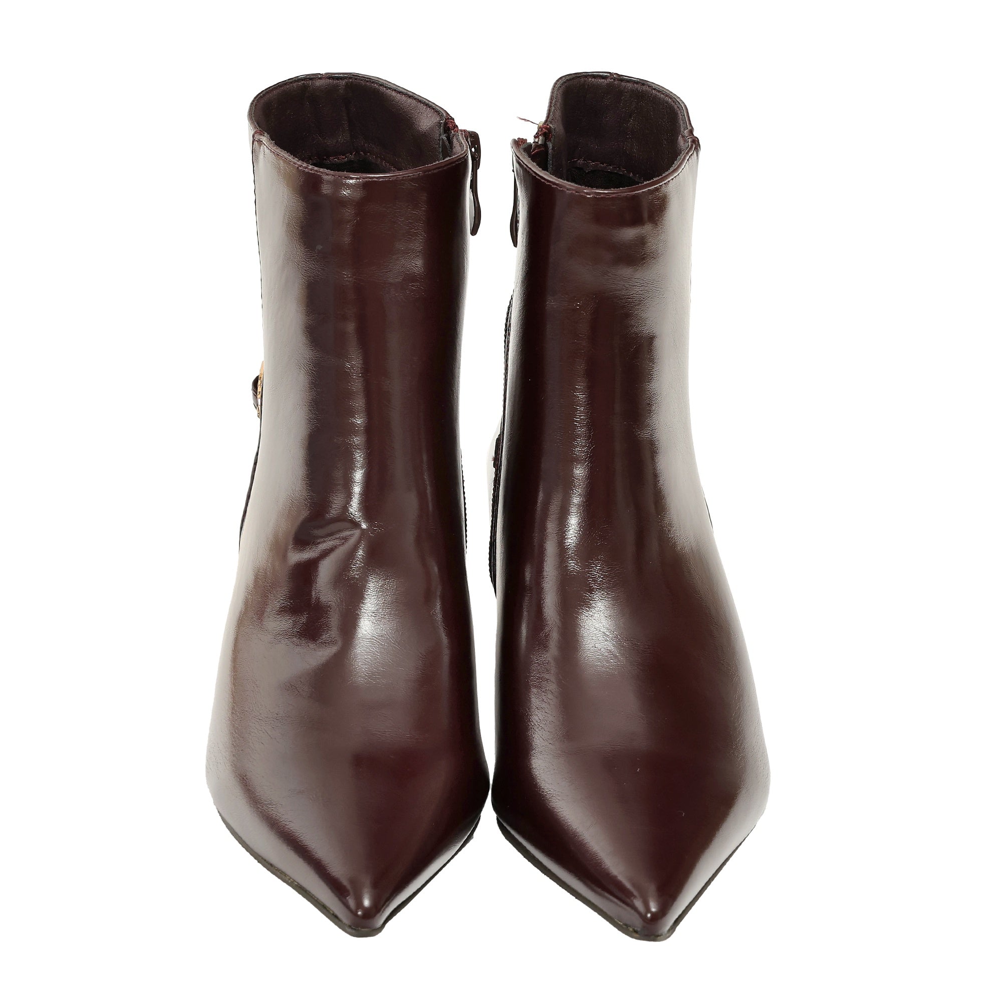 Tronchetto in simil pelle con tacco basso Bordeaux