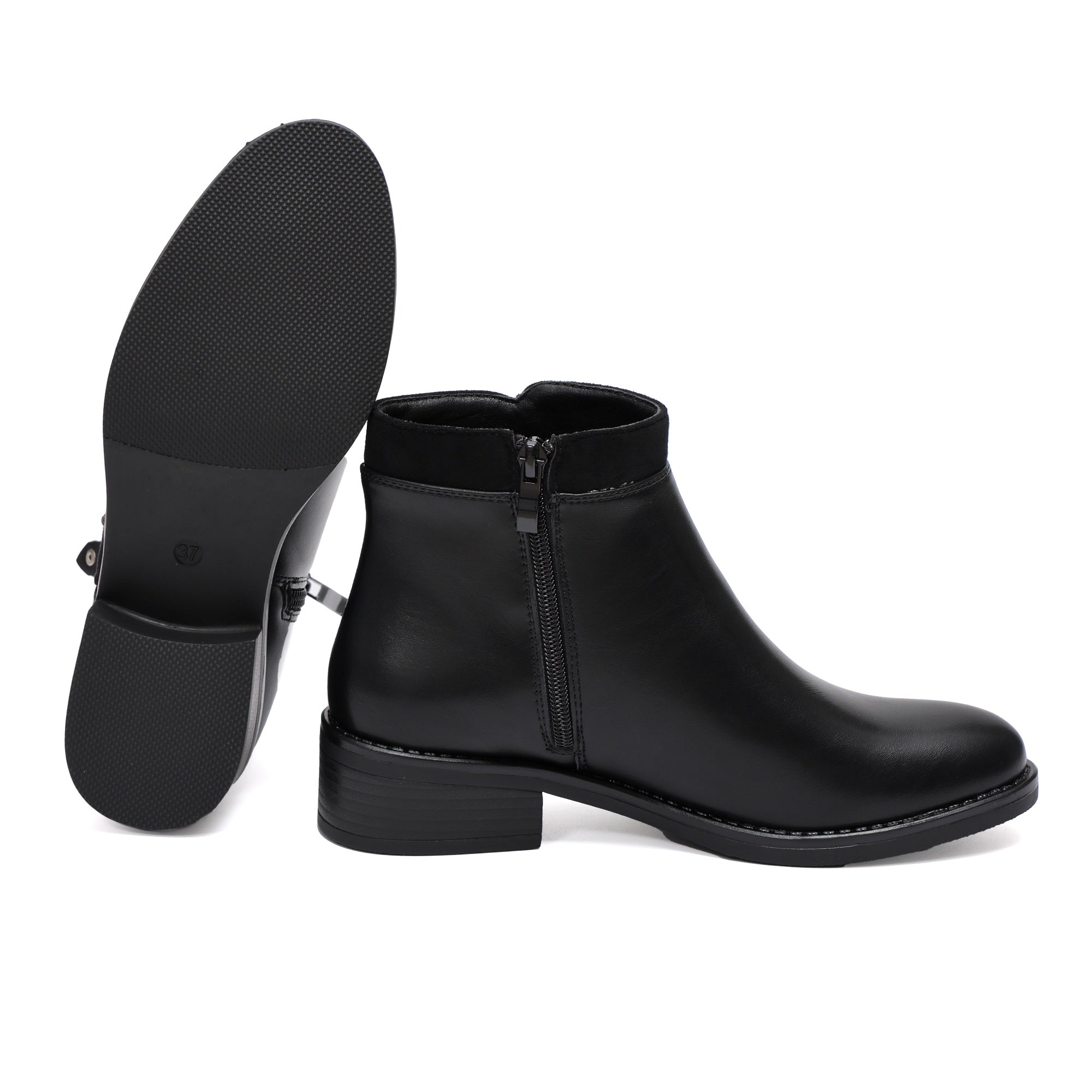 Stivaletti in simil pelle con lampo dorata Nero