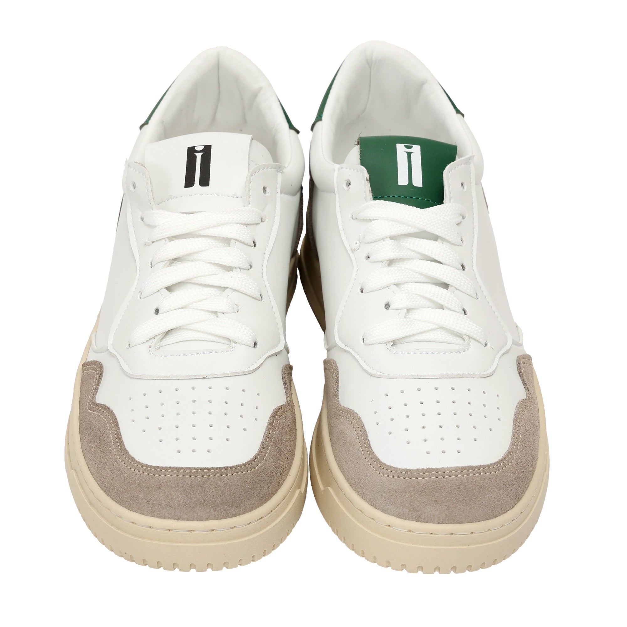 Sneakers in pelle con inserti in camoscio Beige