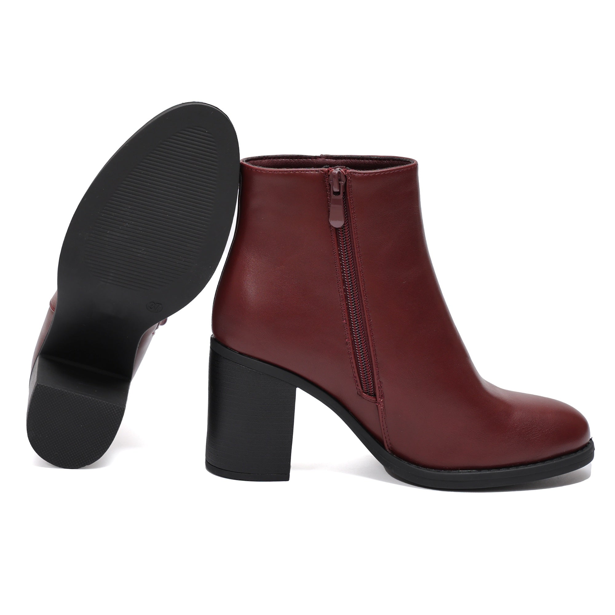 Stivaletto in simil pelle con tacco Bordeaux