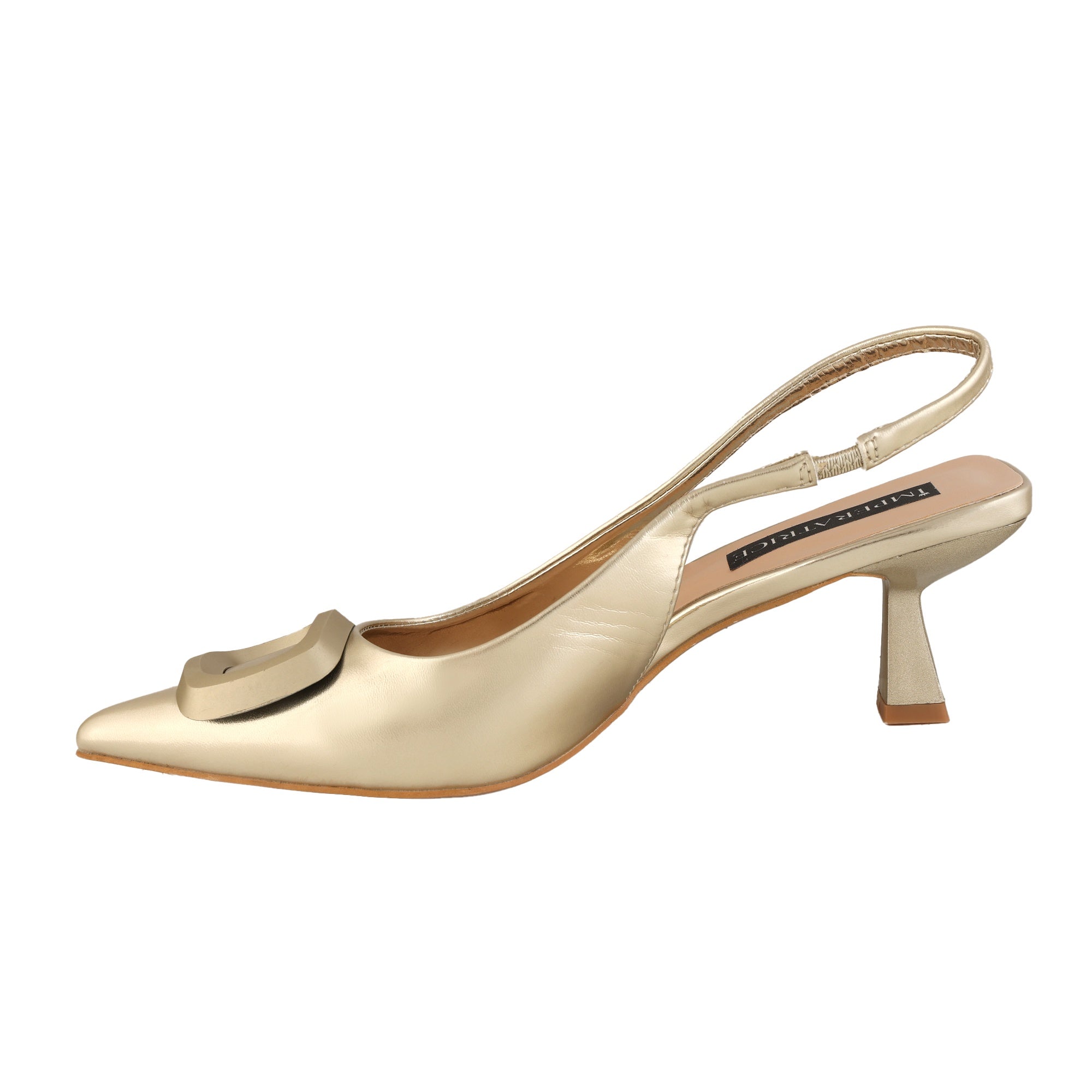 Decolletè slingback con tacco basso a rocchetto  Dorato