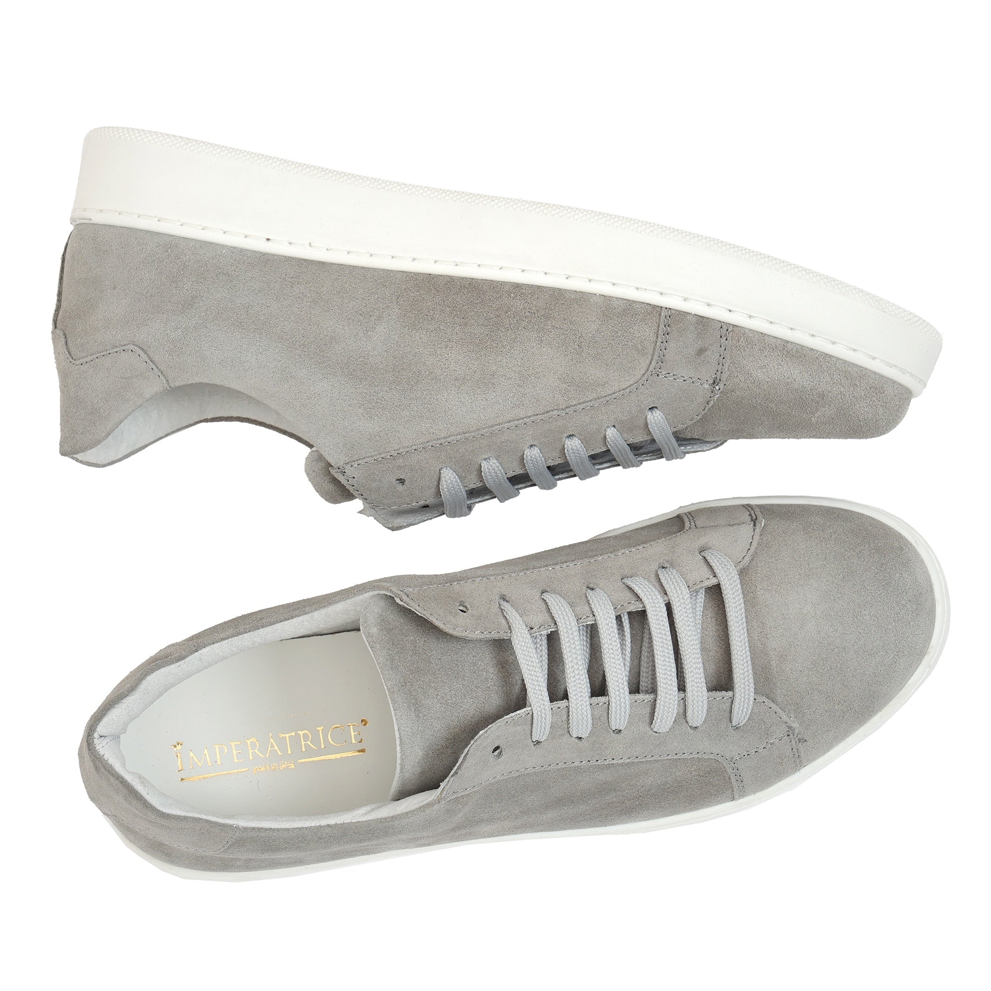 Sneakers stringate in camoscio Grigio