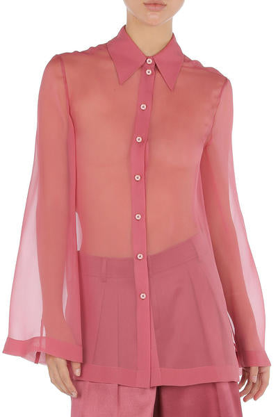 Camicia seta trasparente - Pink