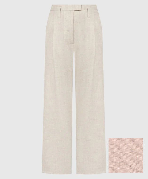 Pantalone in misto lino 1 ( Rosa )