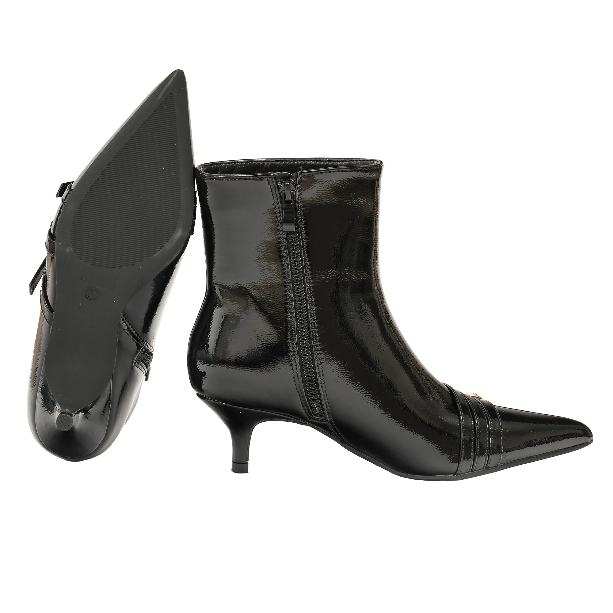 Tronchetto in simil pelle verniciata Nero