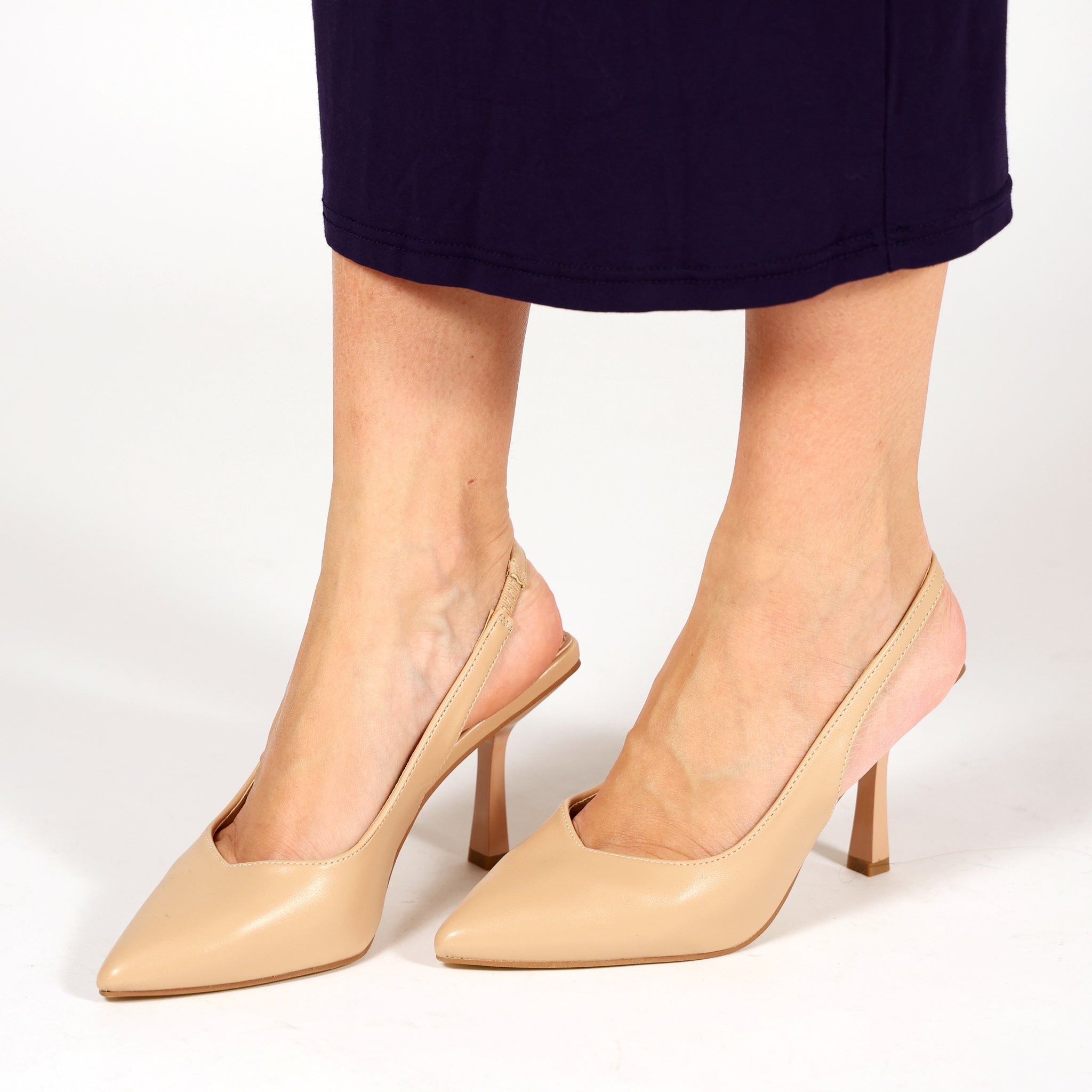 Dècolletè slingback in simil pelle Beige