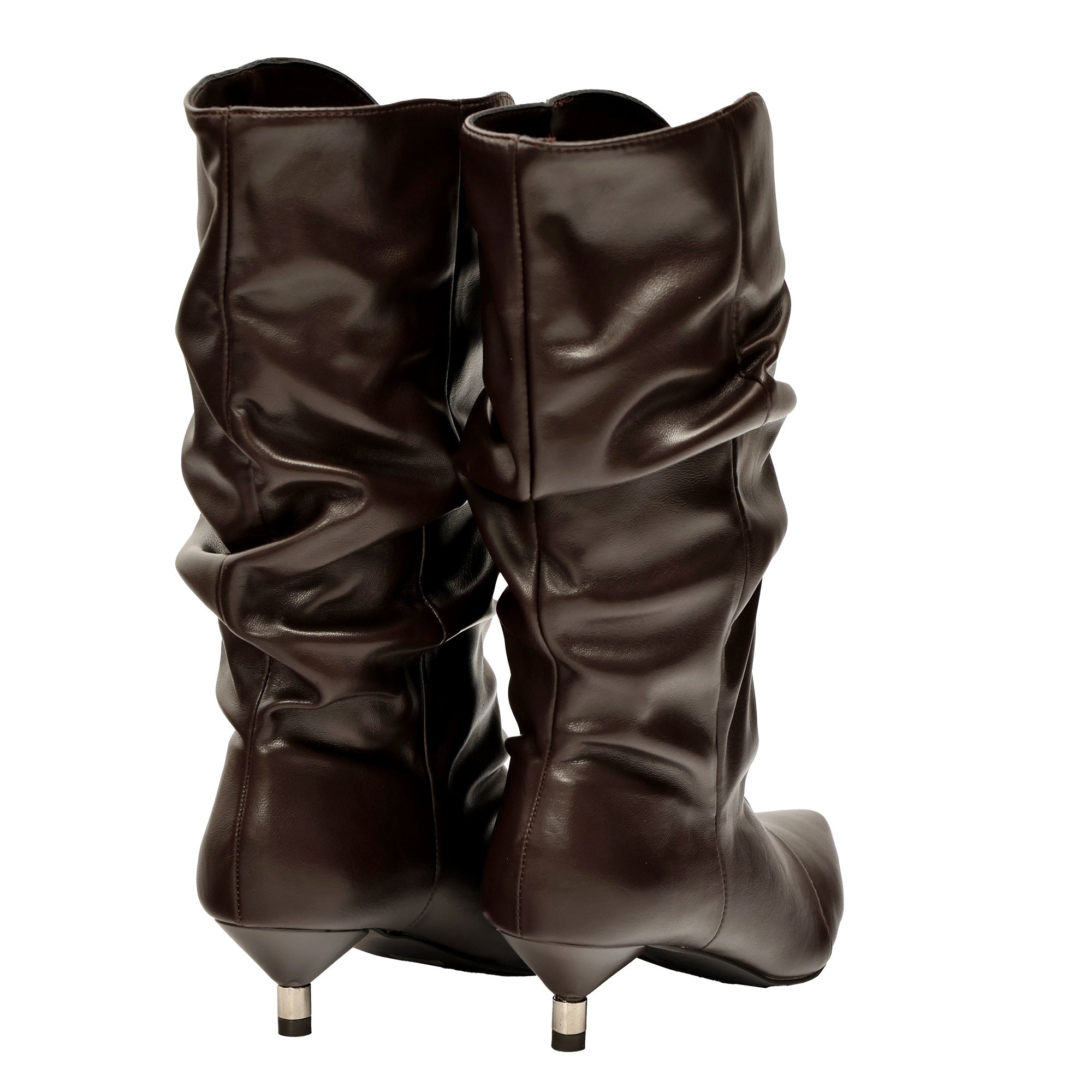 Stivaletto in simil pelle con tacco basso Marrone