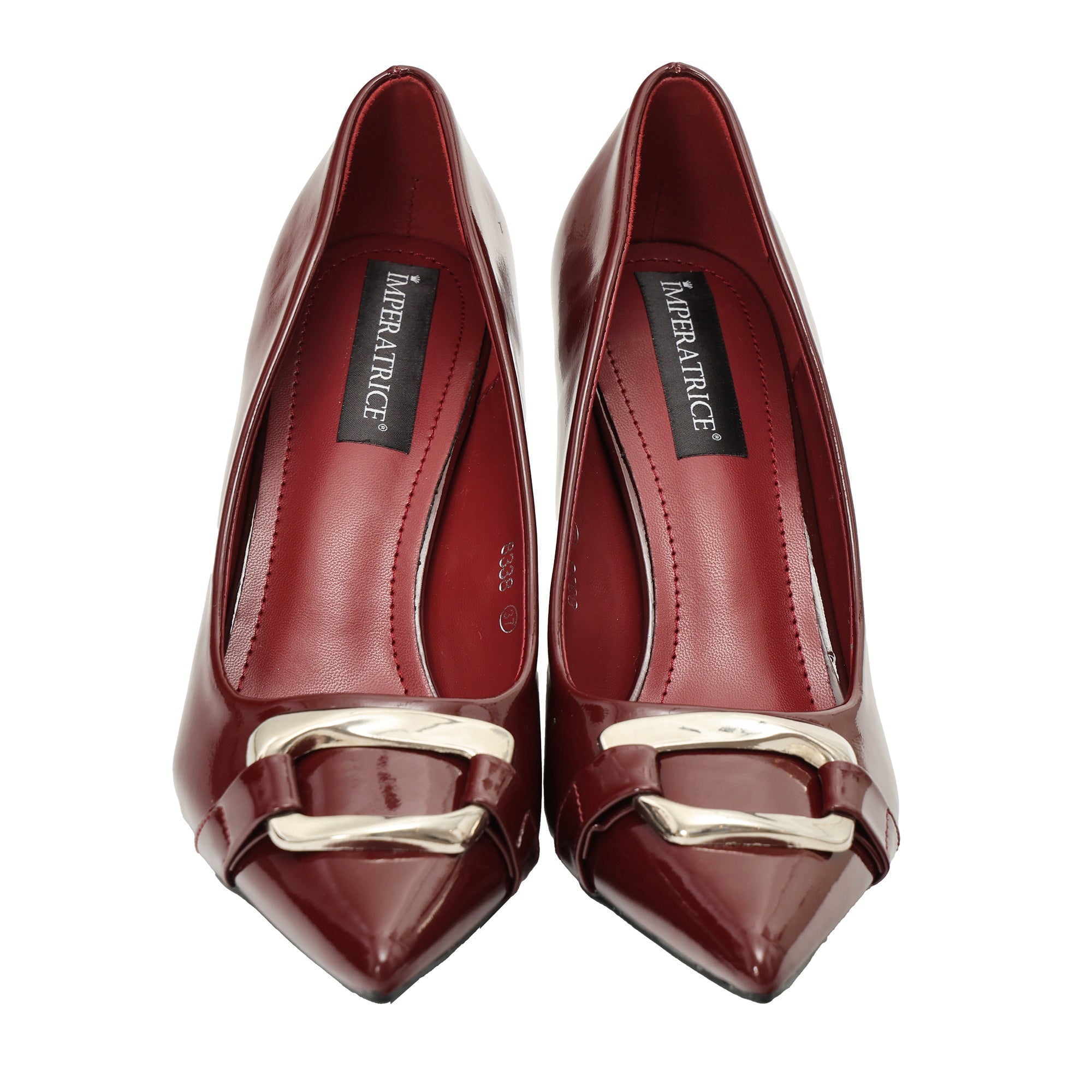 Decolletè in simil pelle verniciata con fibbia Bordeaux