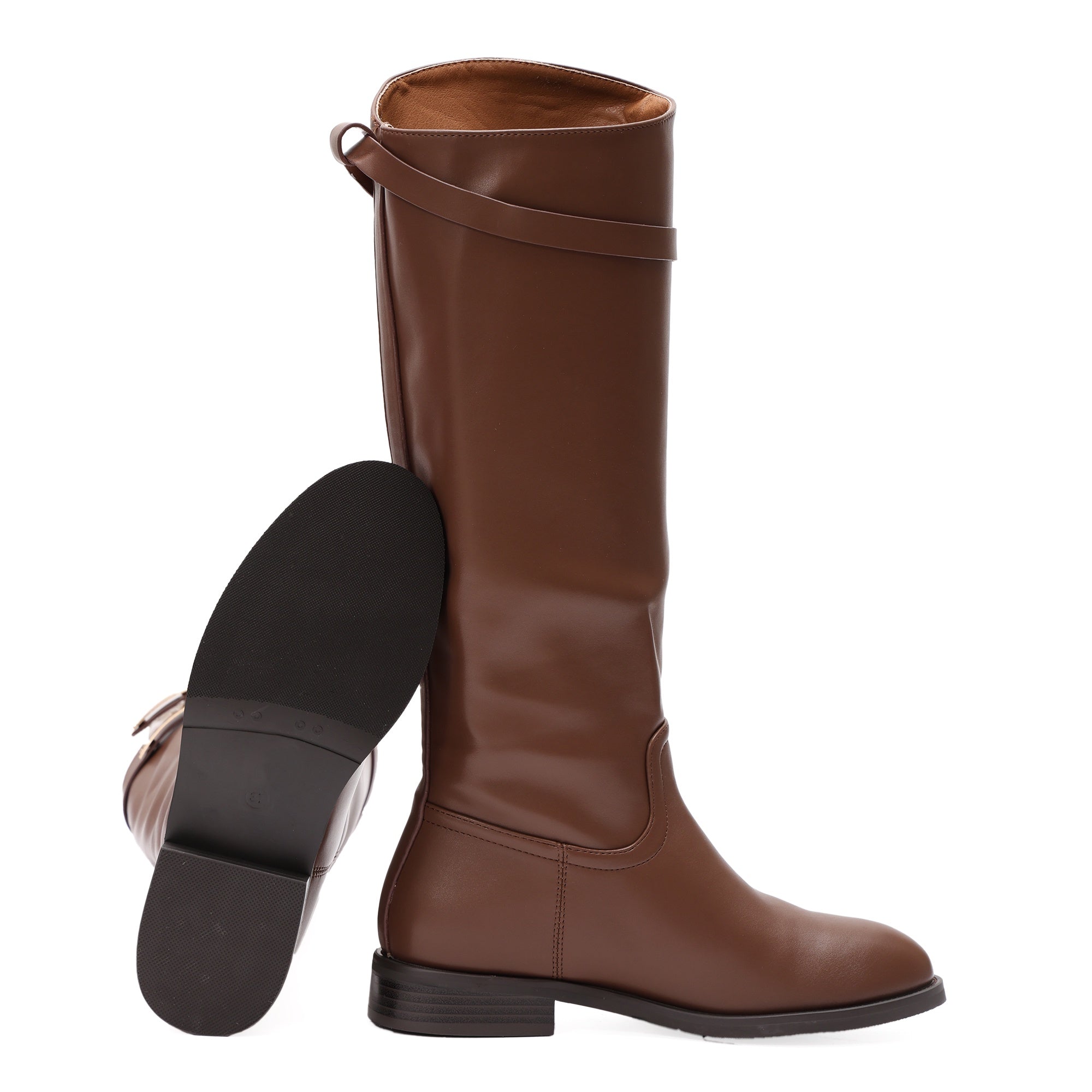 Stivale in simil pelle con fibbia dorata Khaki