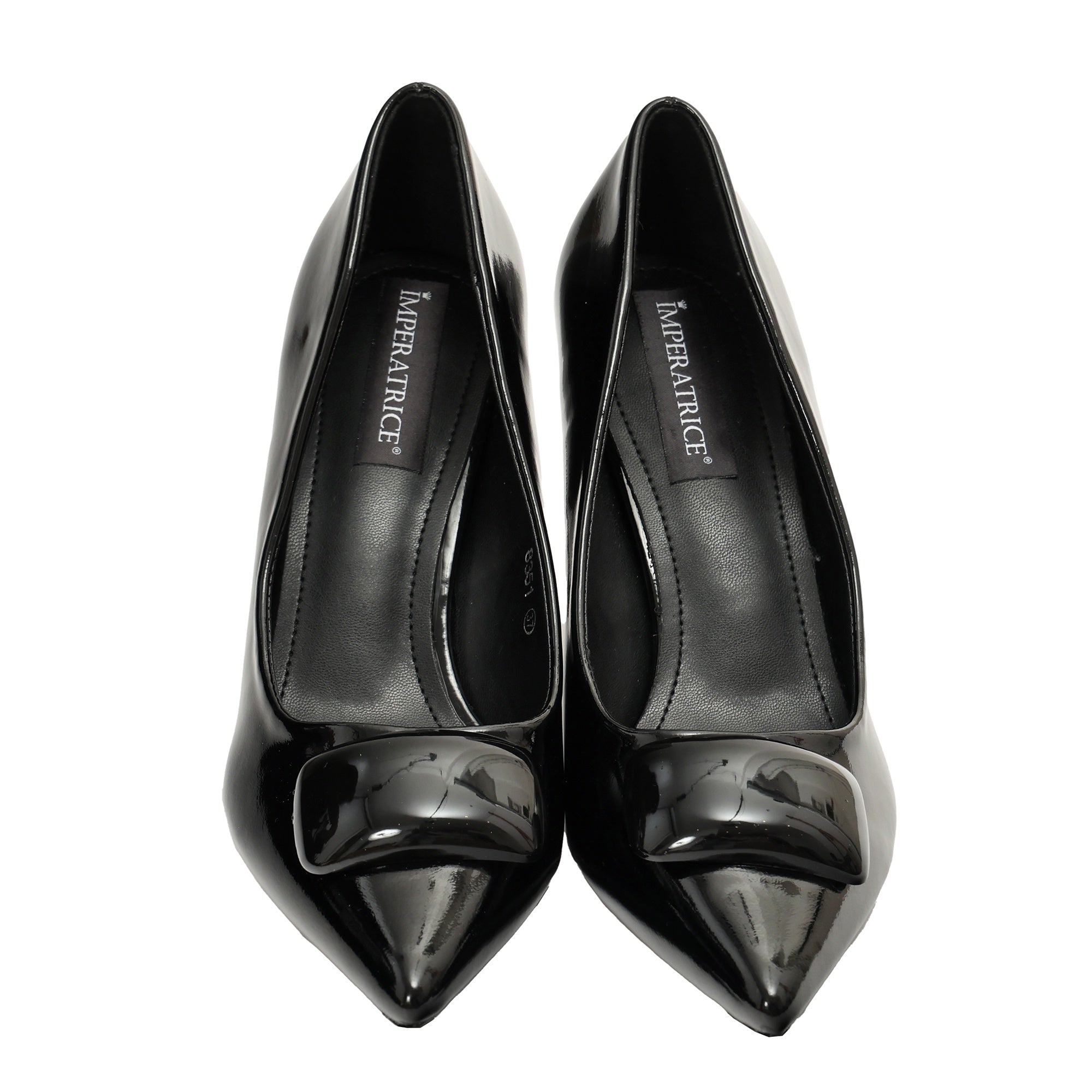 Decolletè in simil pelle verniciata con applicazione Nero