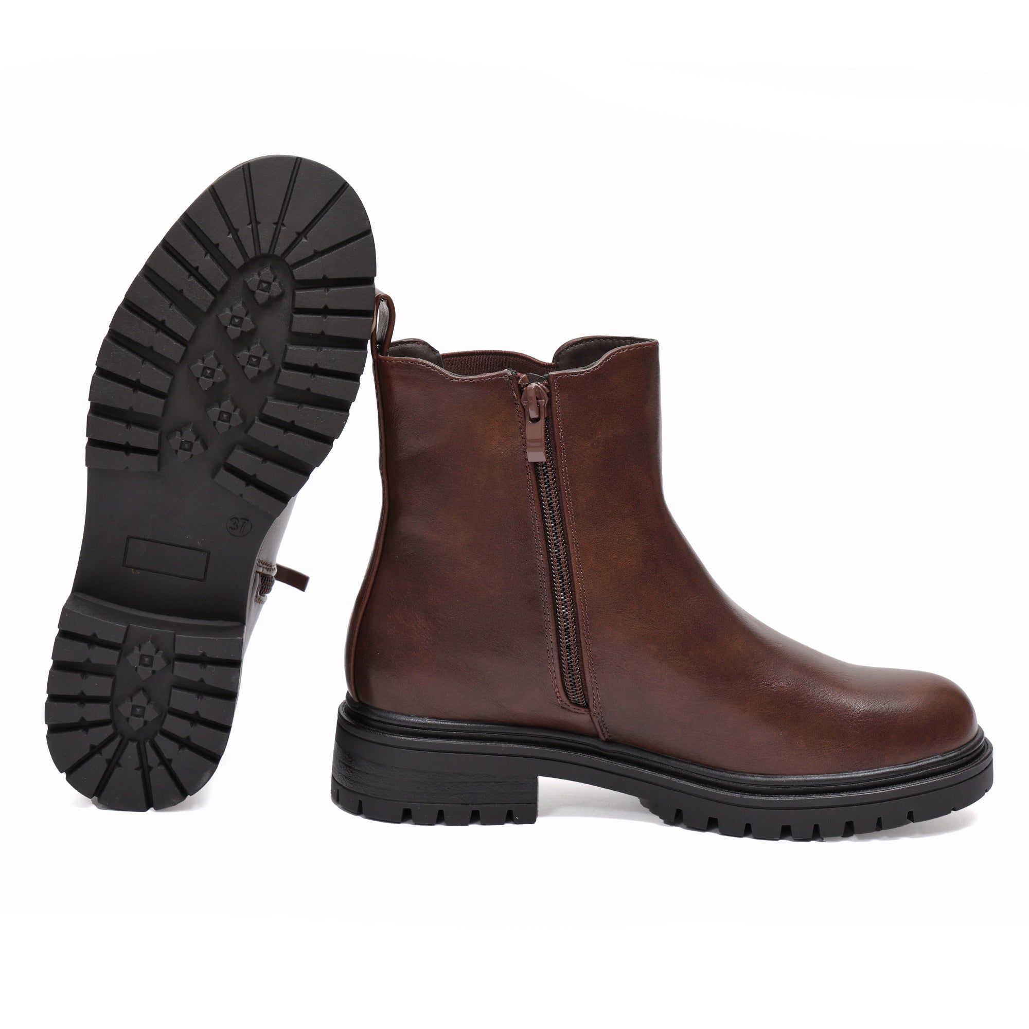 Stivaletto in simil pelle con fascia elastica Marrone