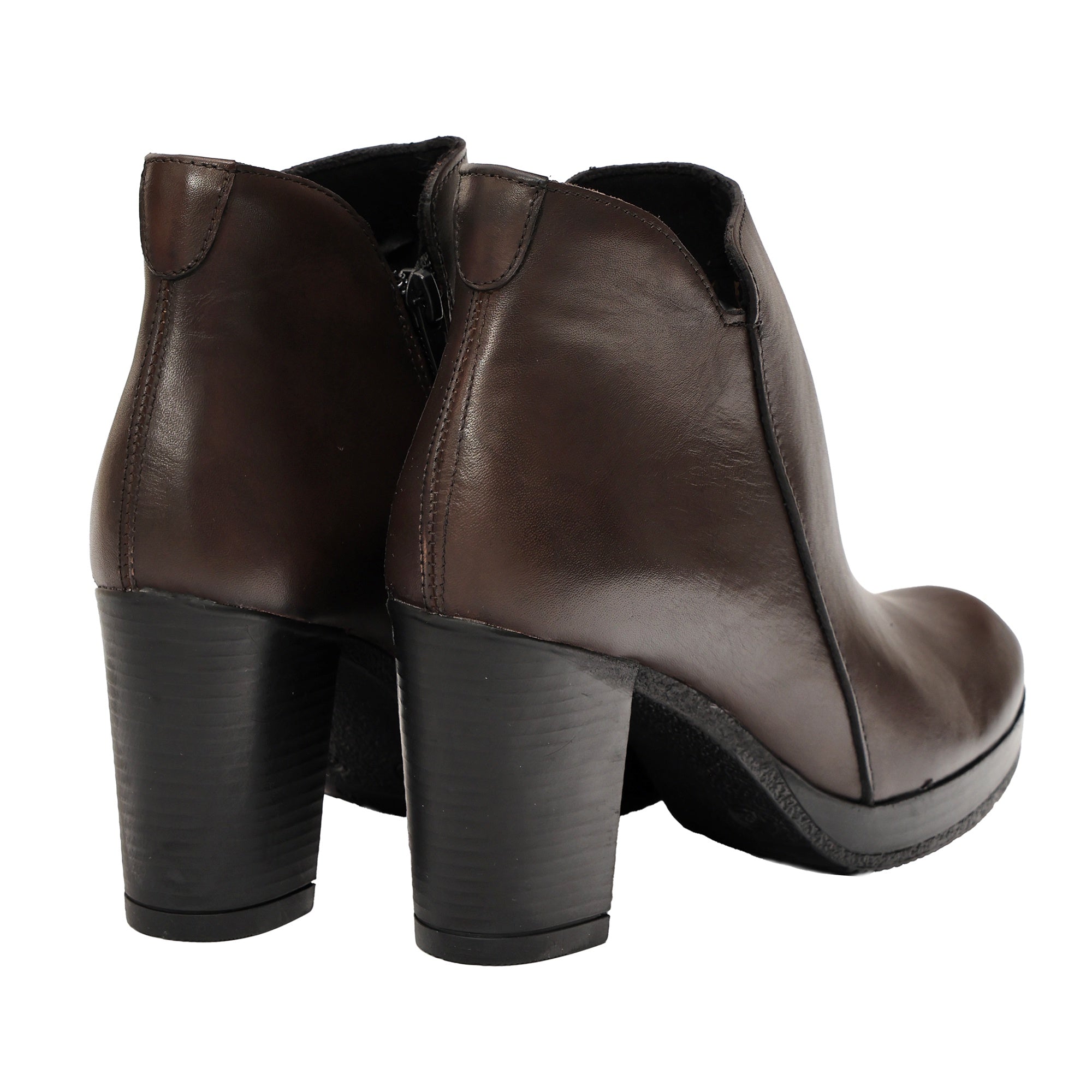 Tronchetto in Vera Pelle con Tacco e Plateau Testa di Moro