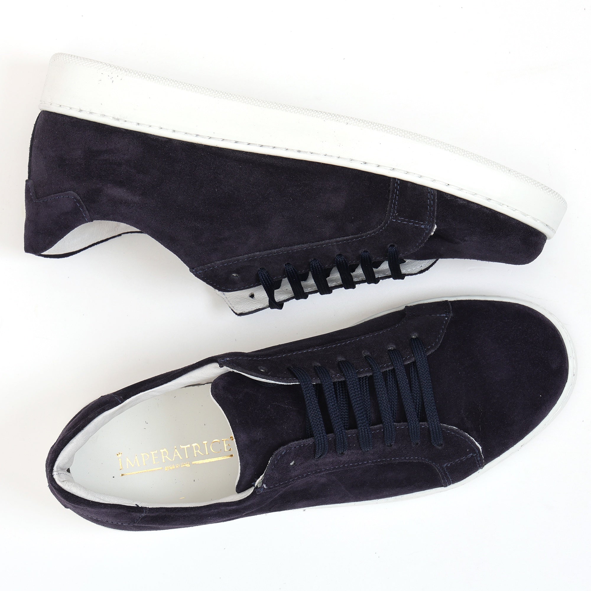 Sneakers stringate in camoscio Blu