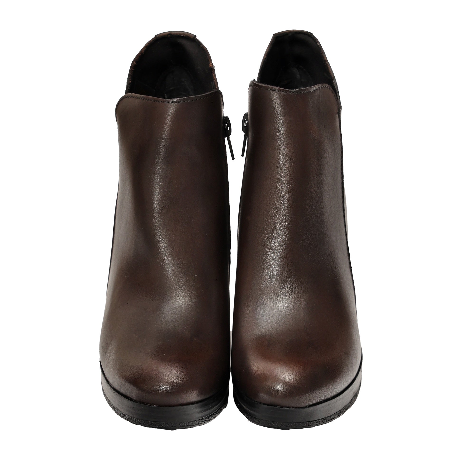 Tronchetto in Vera Pelle con Tacco e Plateau Testa di Moro