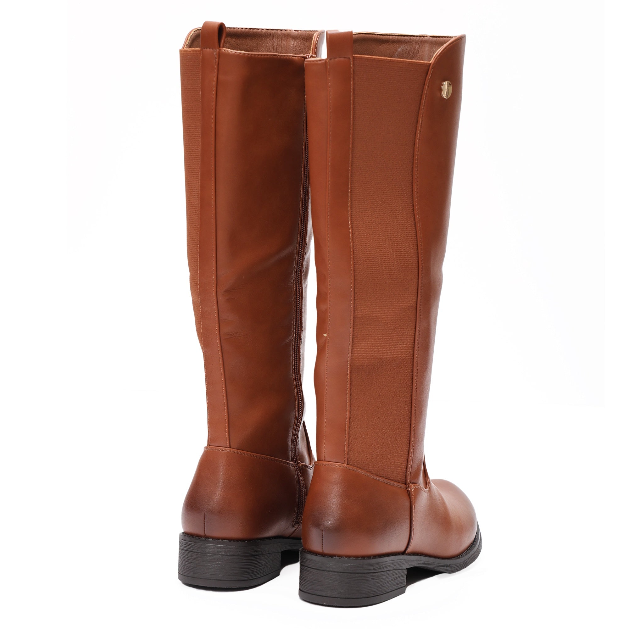 Stivale in simil pelle con elastico laterale Cammello