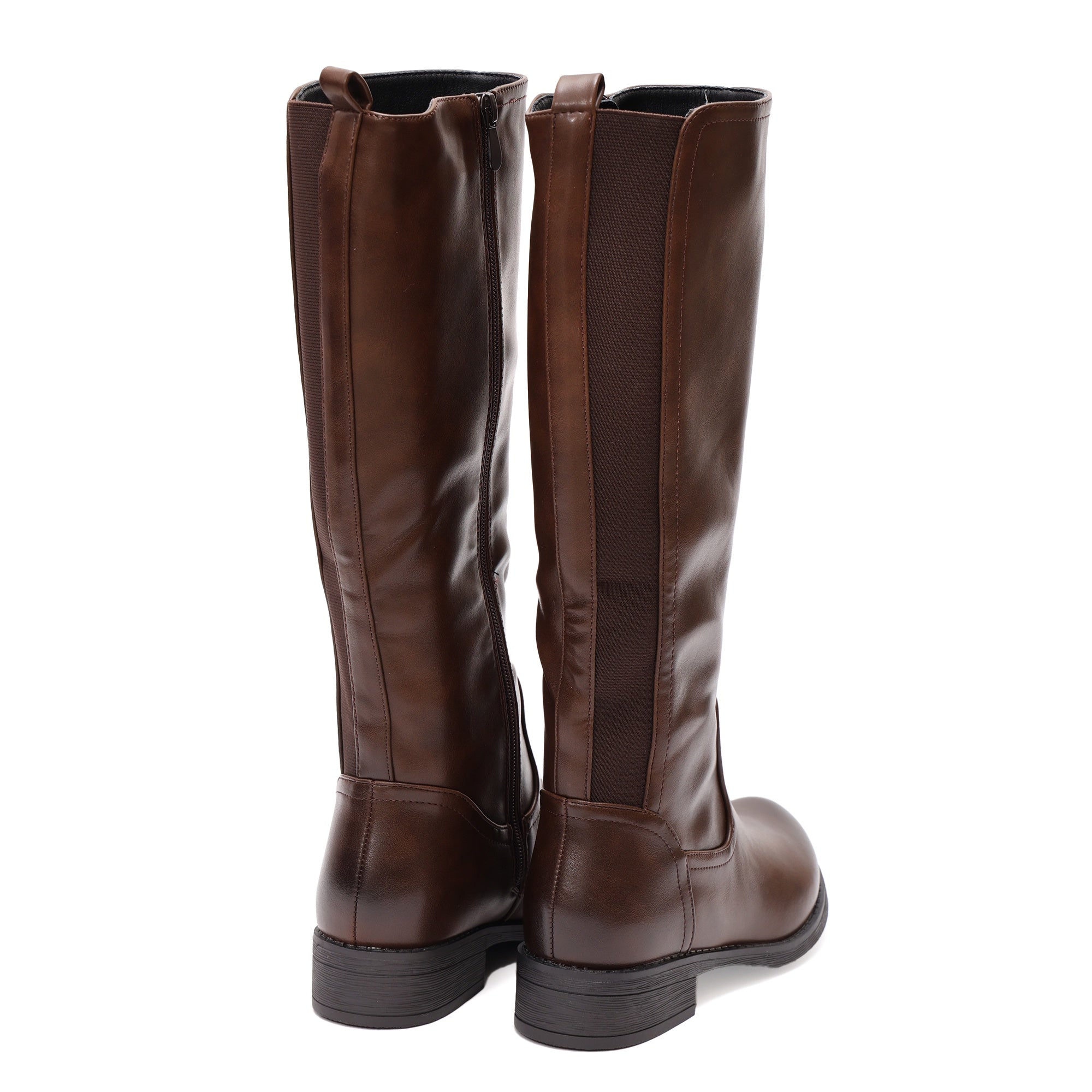 Stivale in simil pelle con elastico laterale Marrone
