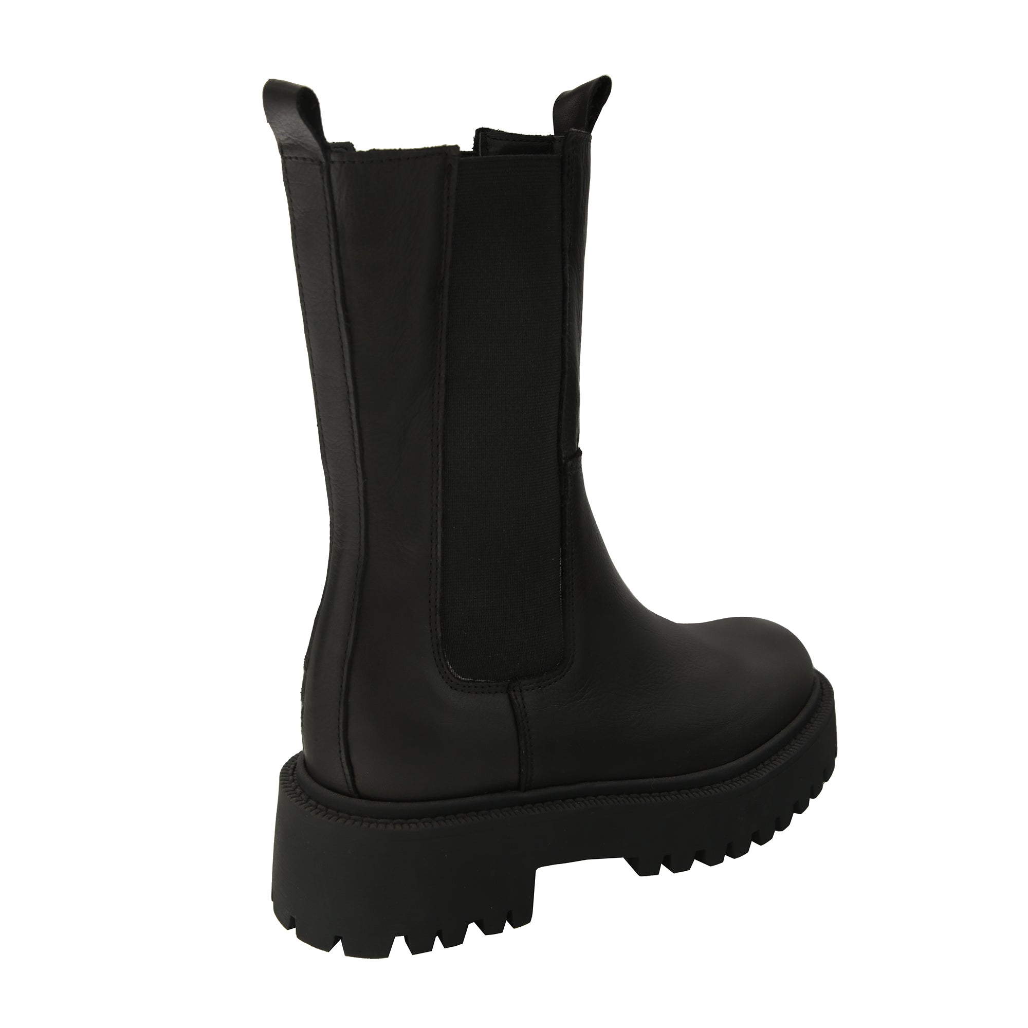 Stivaletti in vera pelle di vitello con bande elastiche laterali Nero