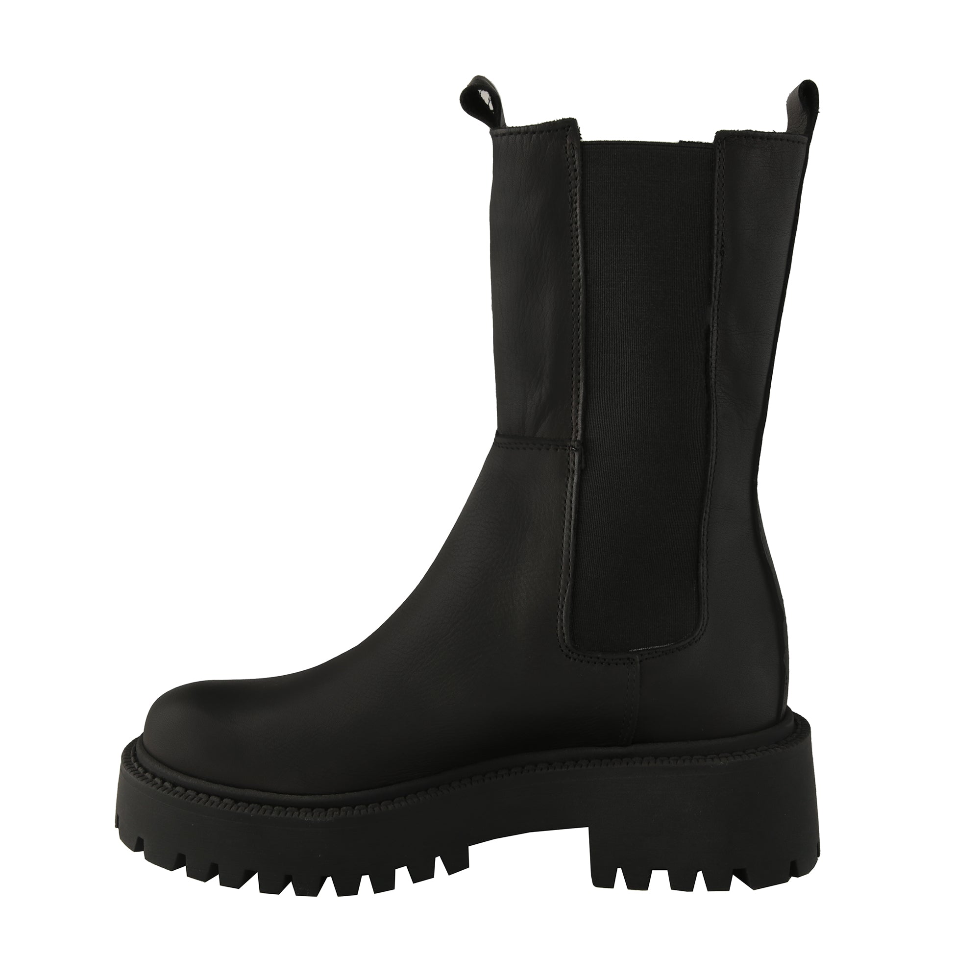 Stivaletti in vera pelle di vitello con bande elastiche laterali Nero