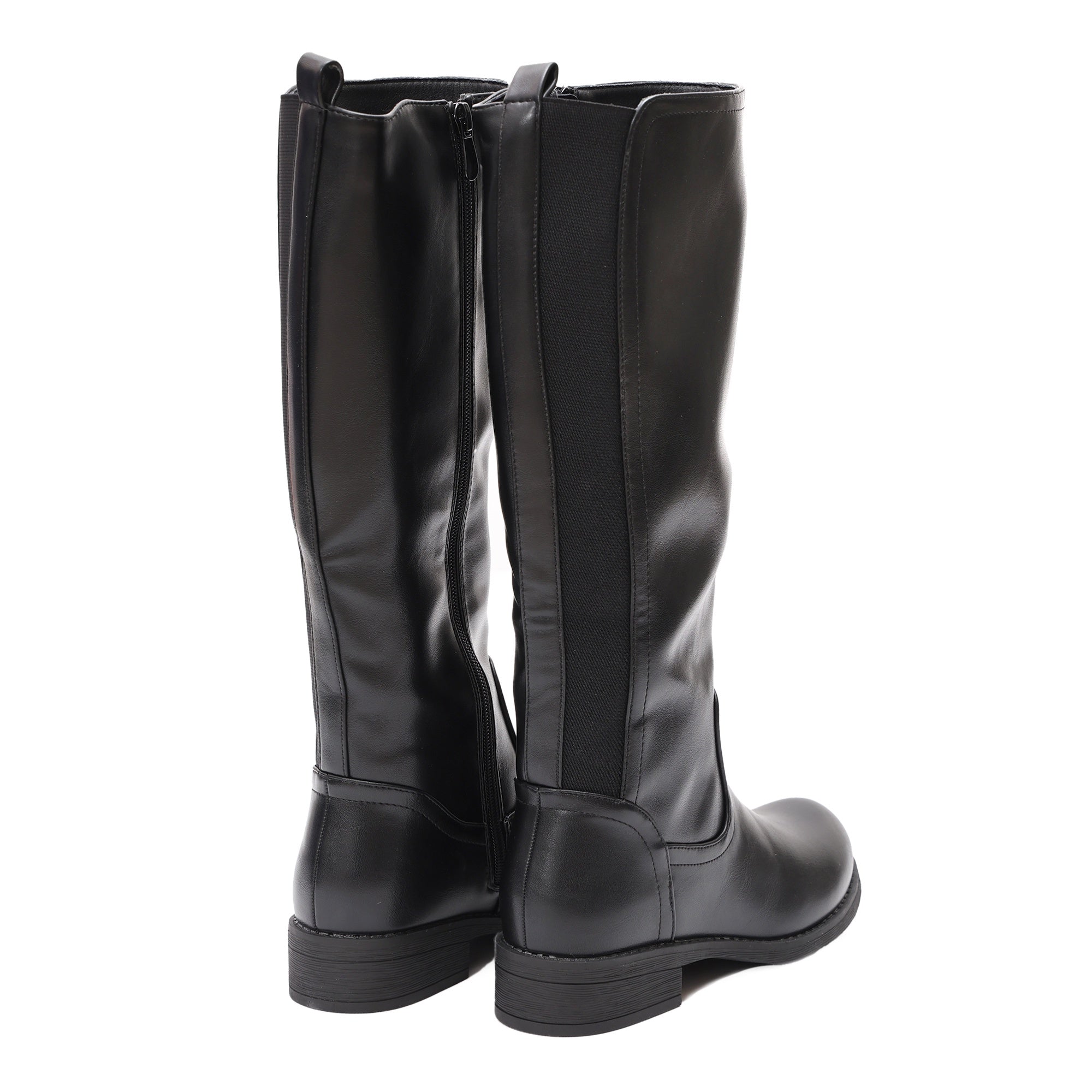 Stivale in simil pelle con elastico laterale Nero