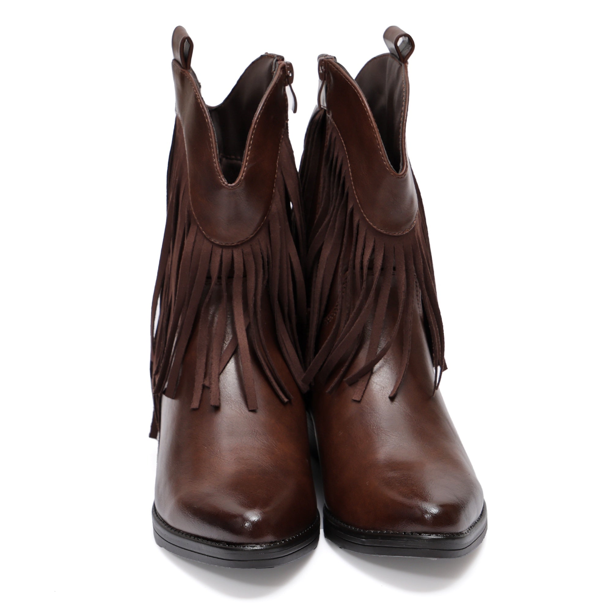 Stivaletto in simil pelle con frangia Marrone