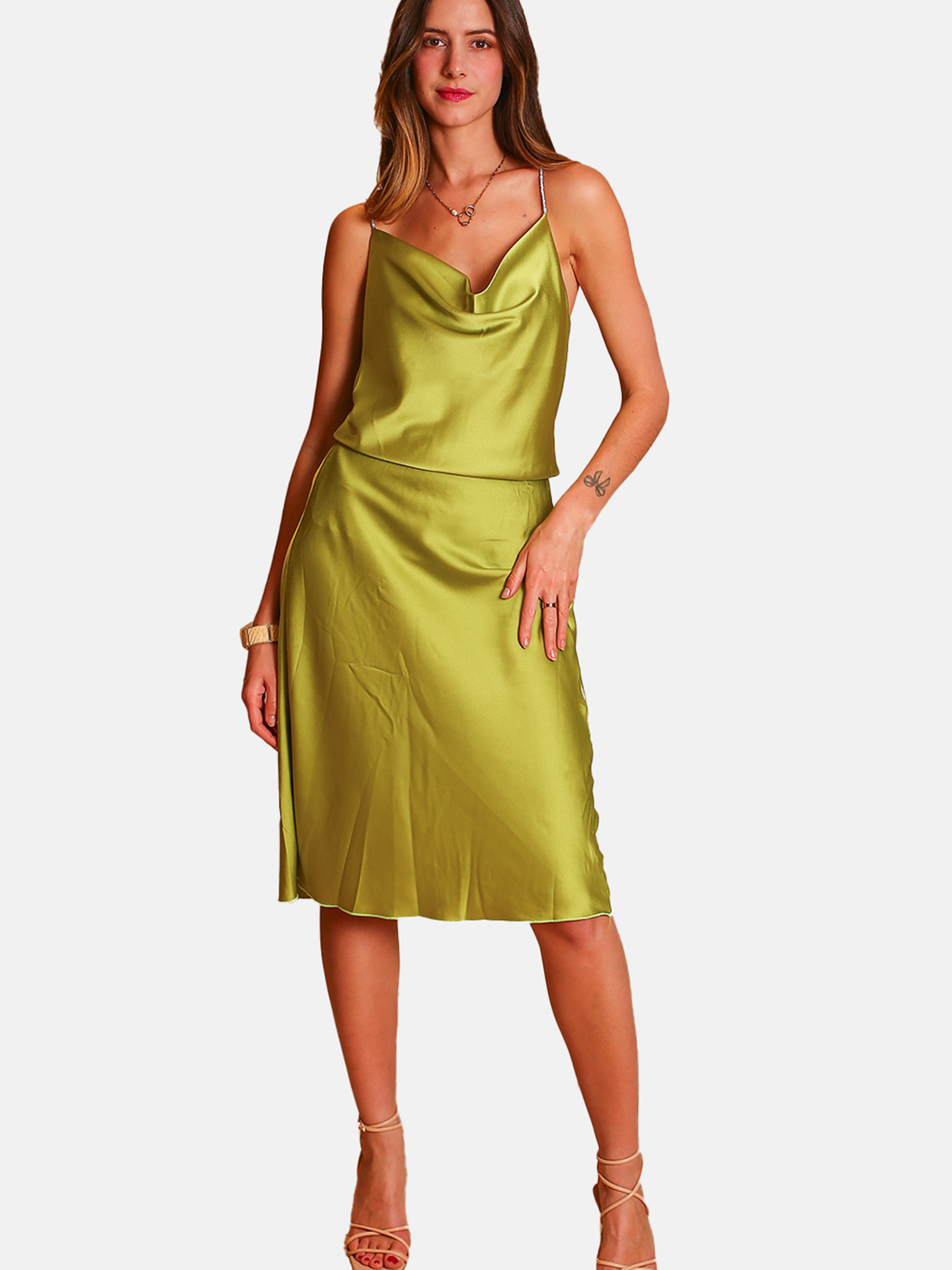 Fancy spaghetti strap top Mint Green