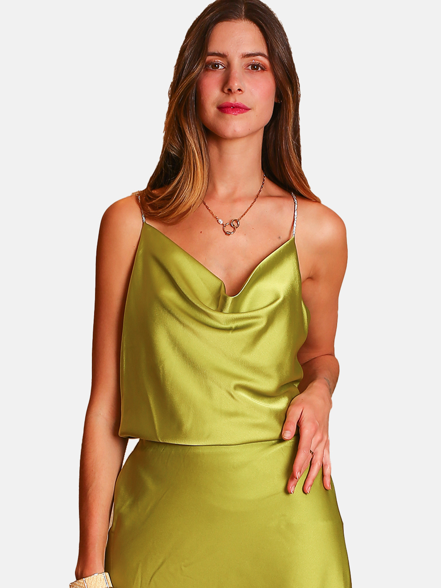 Fancy spaghetti strap top Mint Green