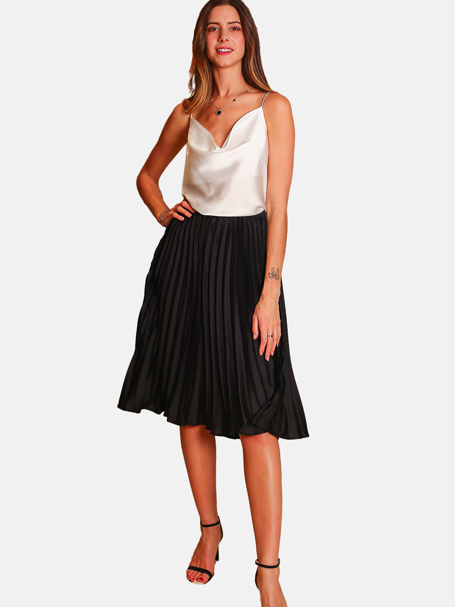 Fancy spaghetti strap top White