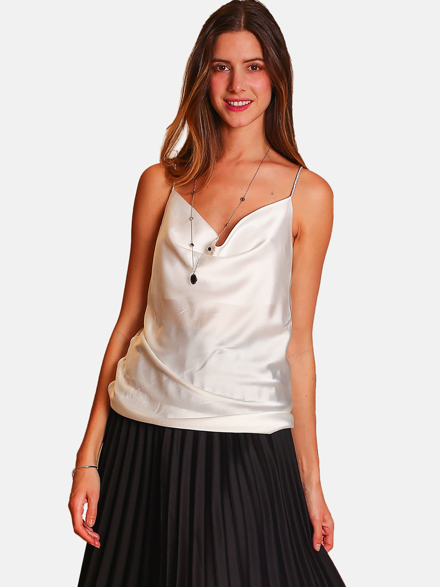 Fancy spaghetti strap top White